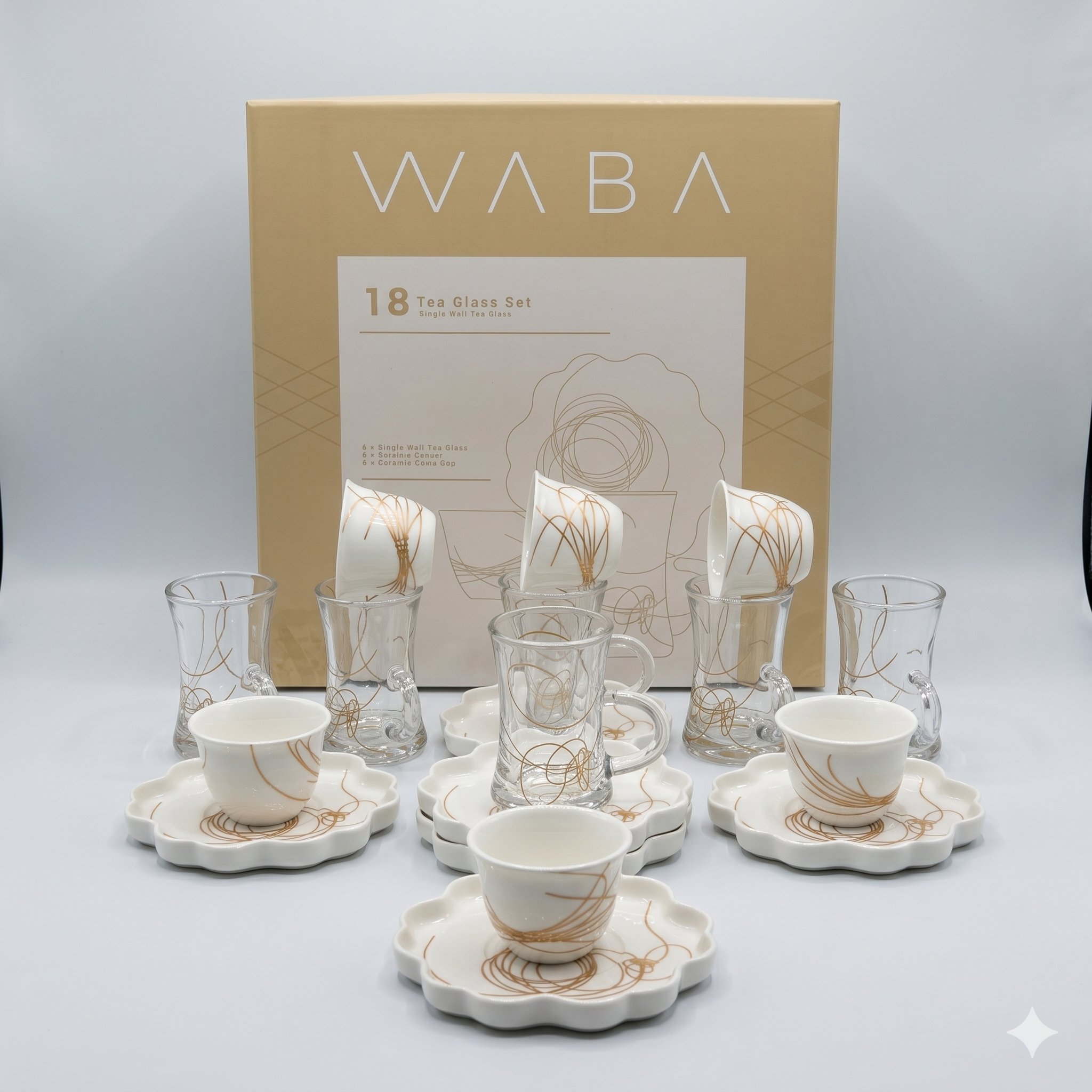 18-piece Matt Gold Tea and Coffee Set KL82