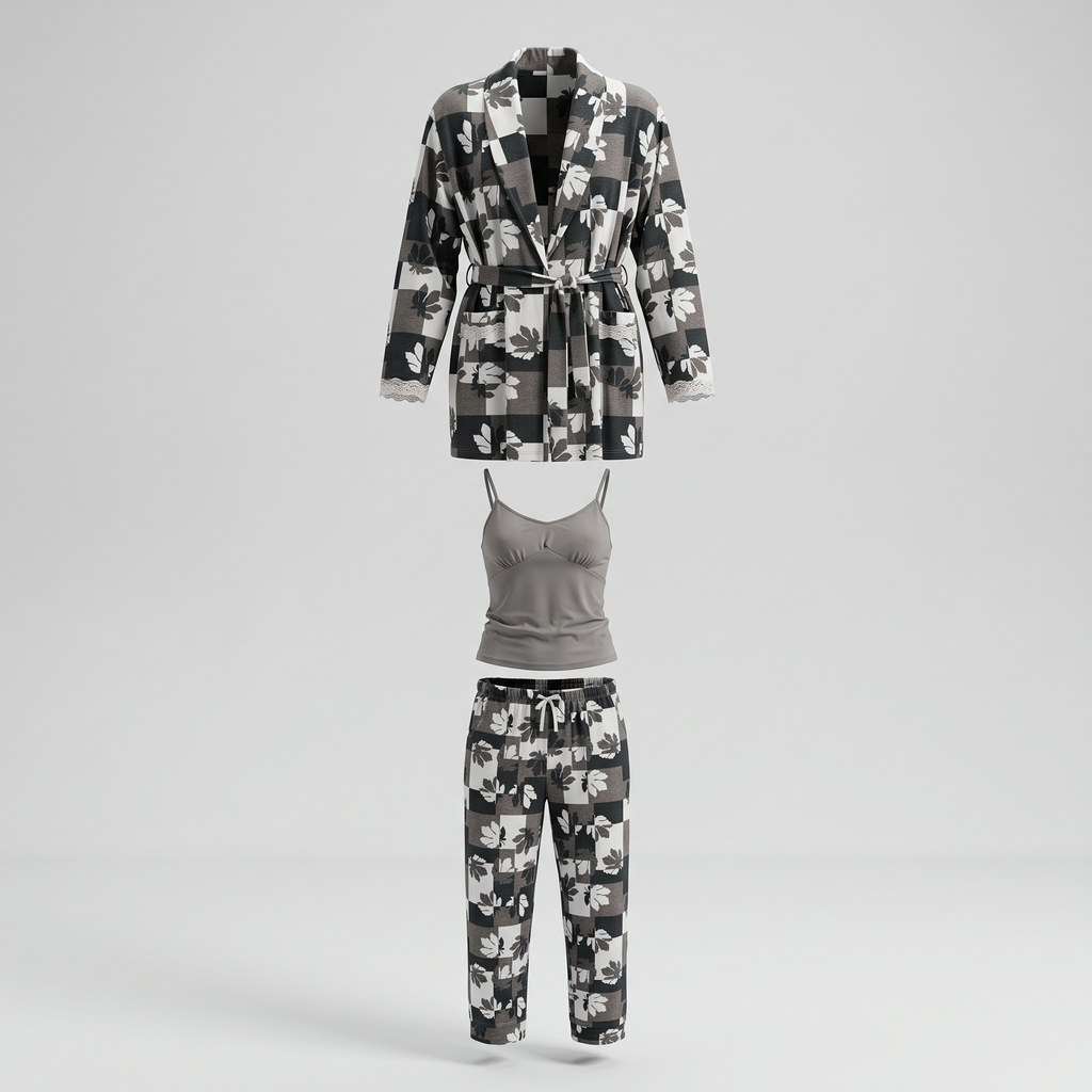 Womens Pyjama 3 Pcs 9185