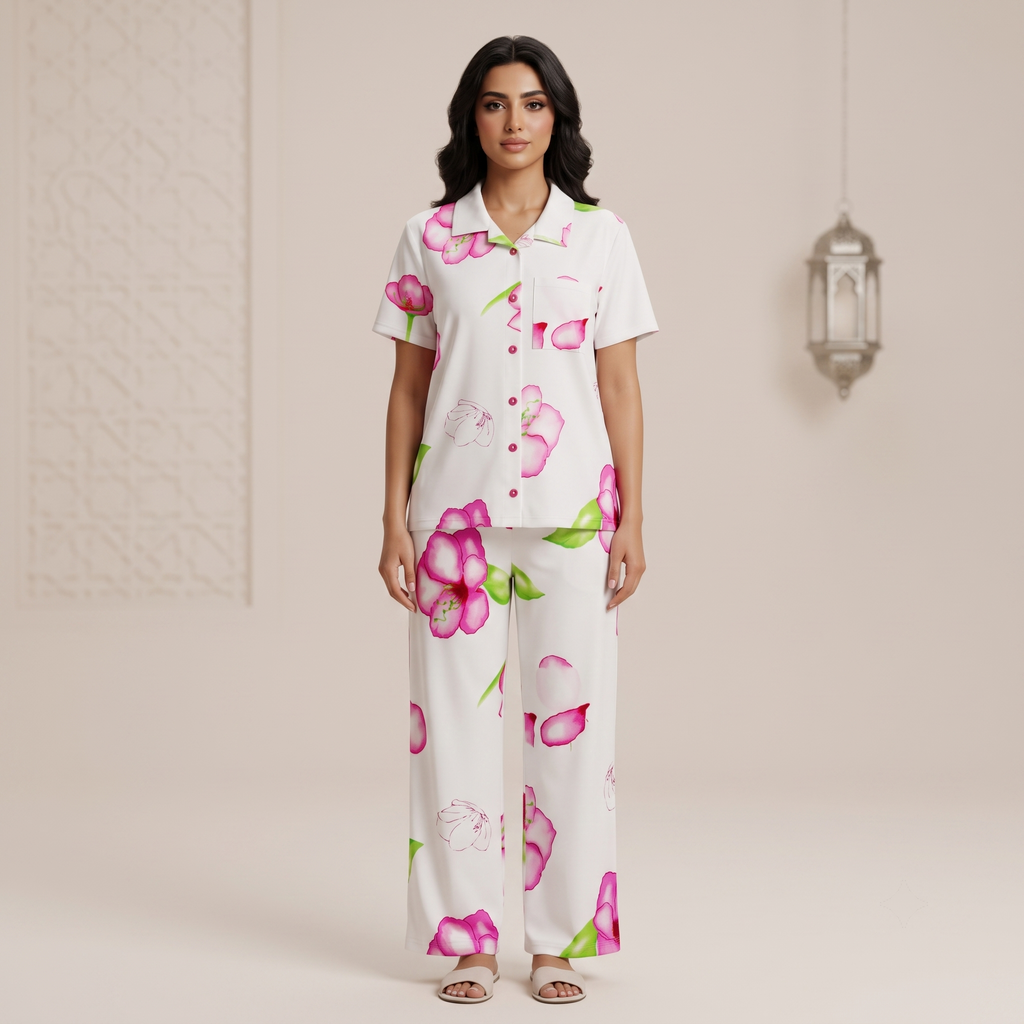 Big Flower Pink Womens Pajamas