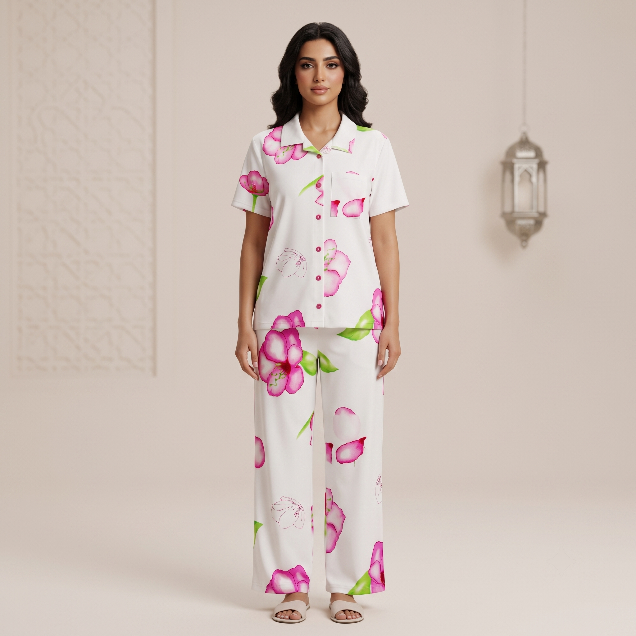 Big Flower Pink Womens Pajamas