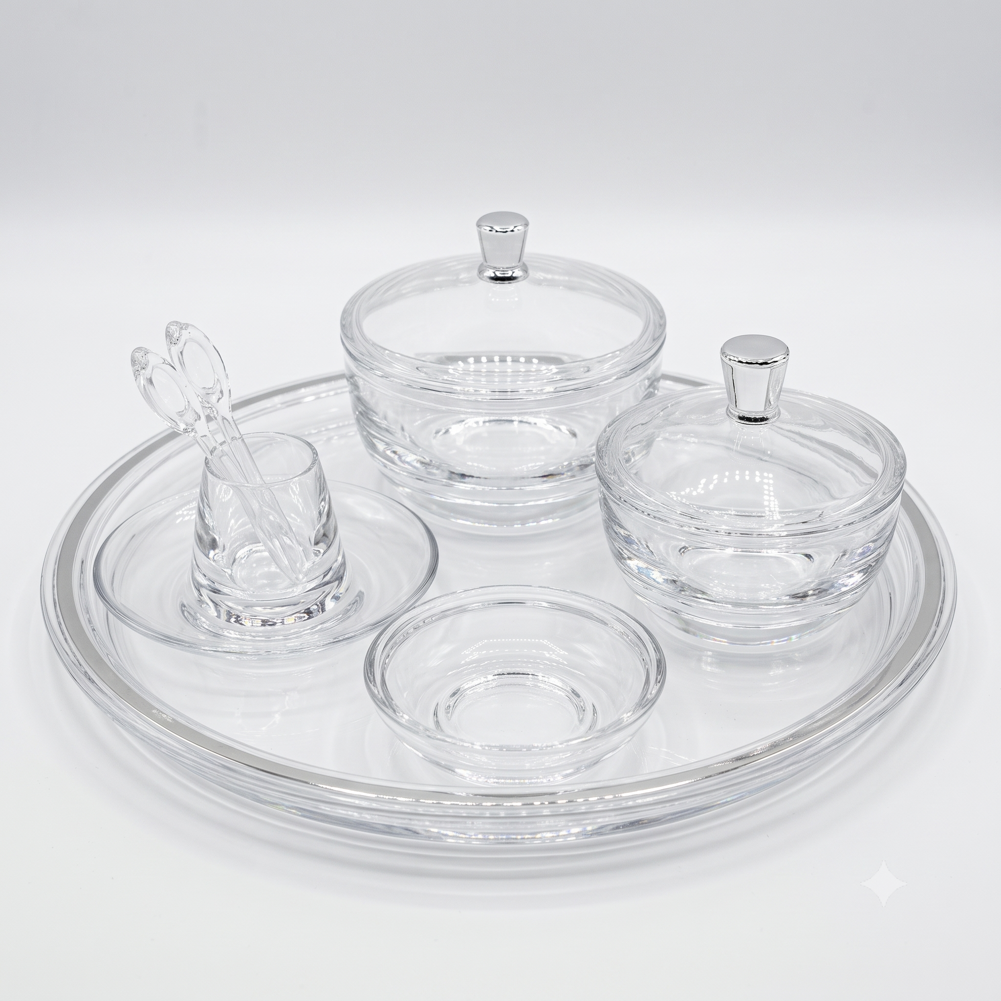 Acrylic tray with silver dates 85