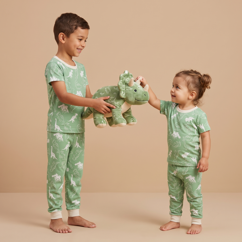 Small Dinosaur Green H/S Pajamas