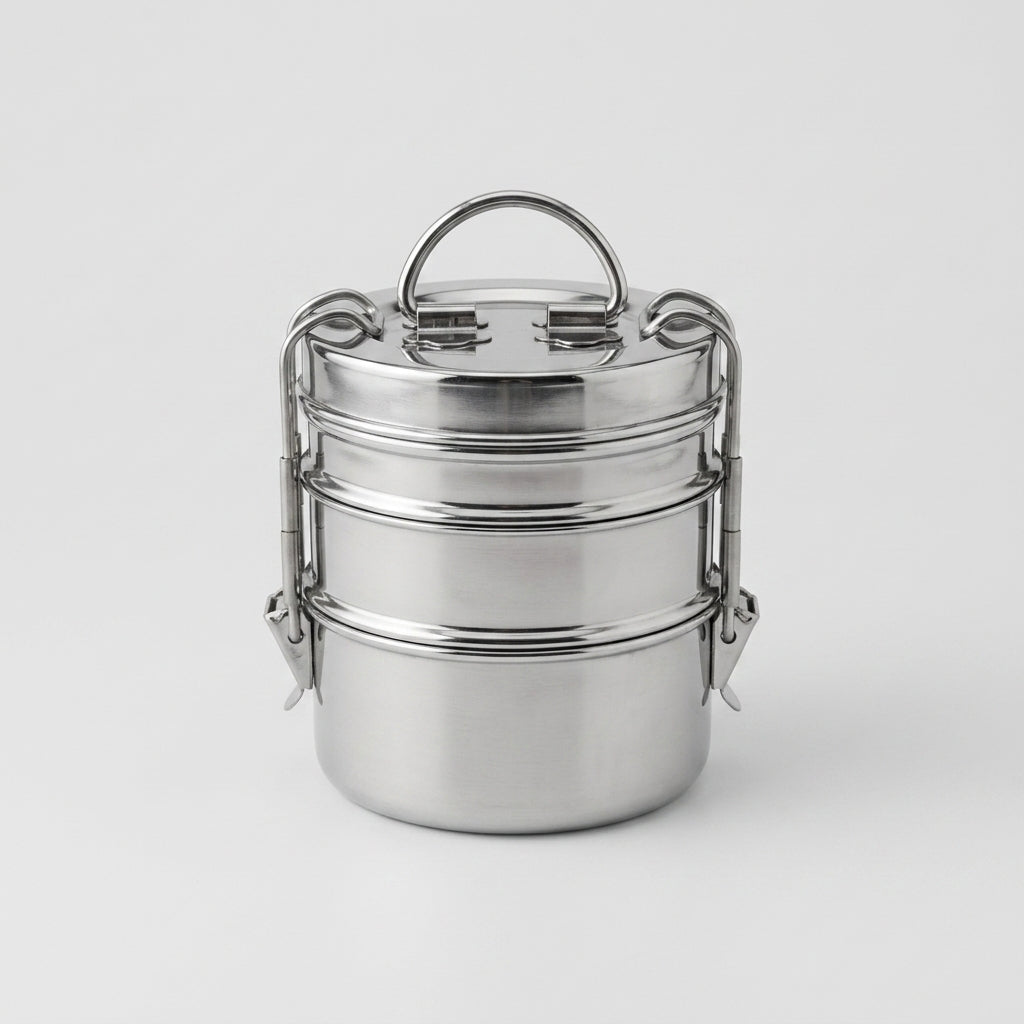 Stainless steel lunch box, 3 layers, medium