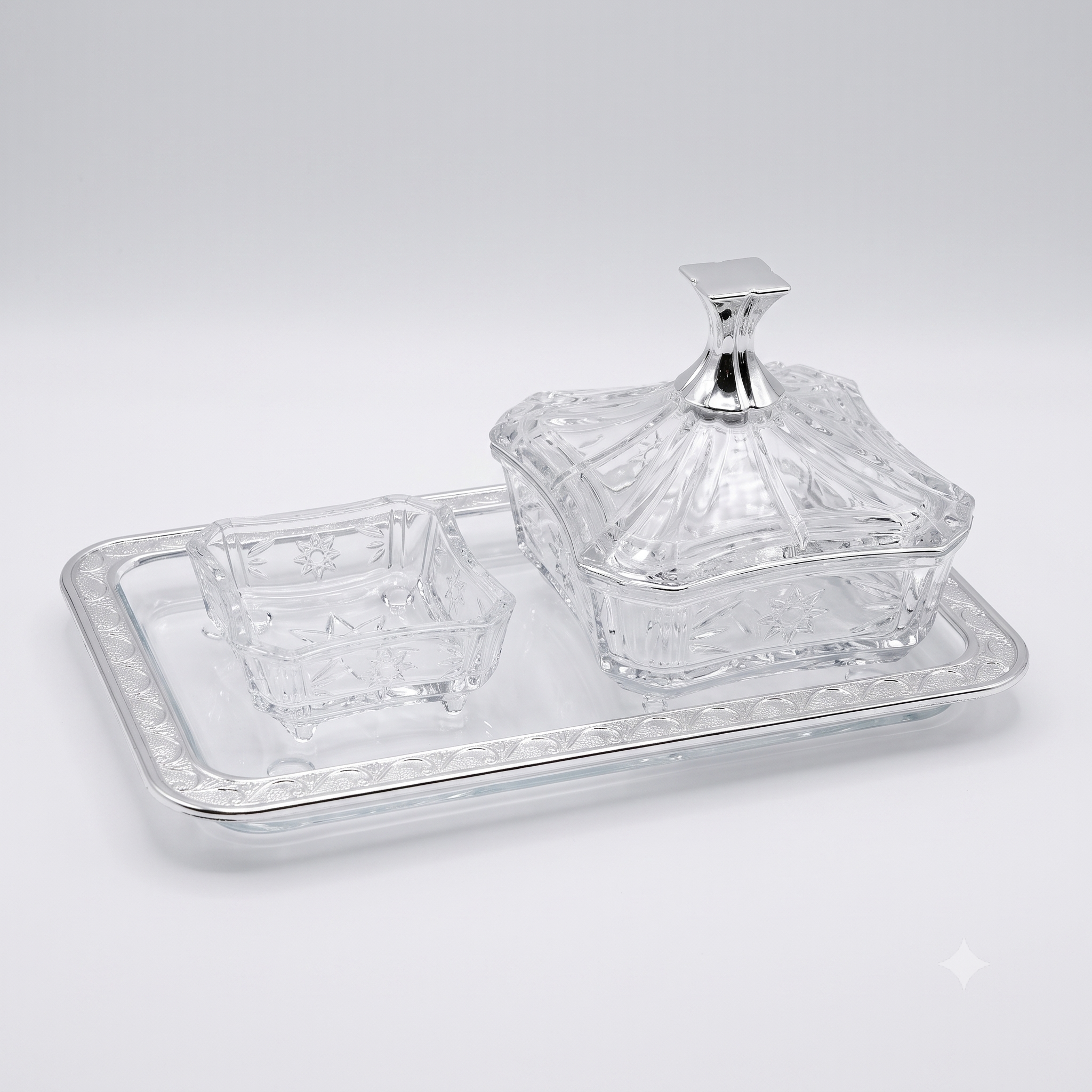 Acrylic tray with silver date holder 77