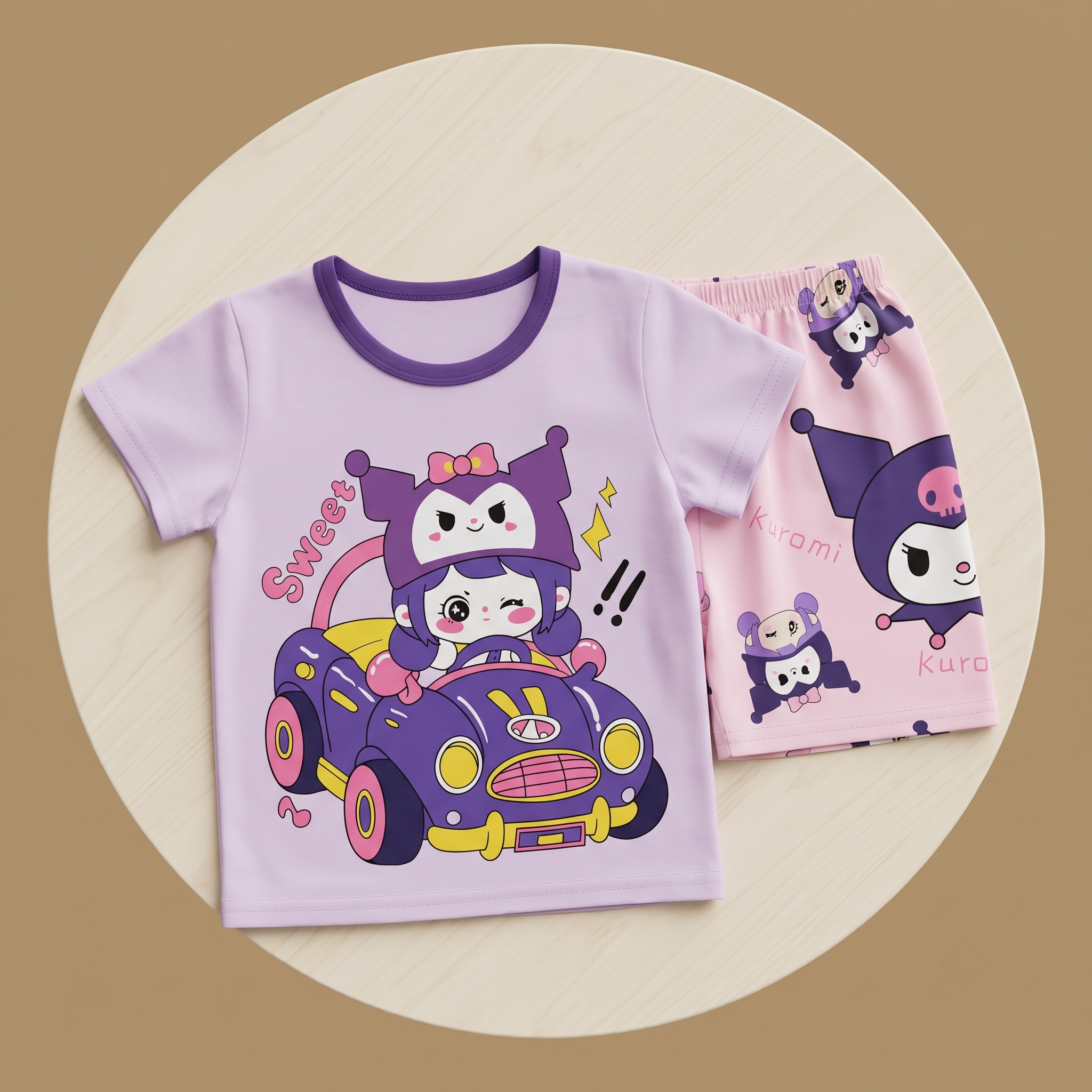 Sweet Kuromi Car H/S Short Set