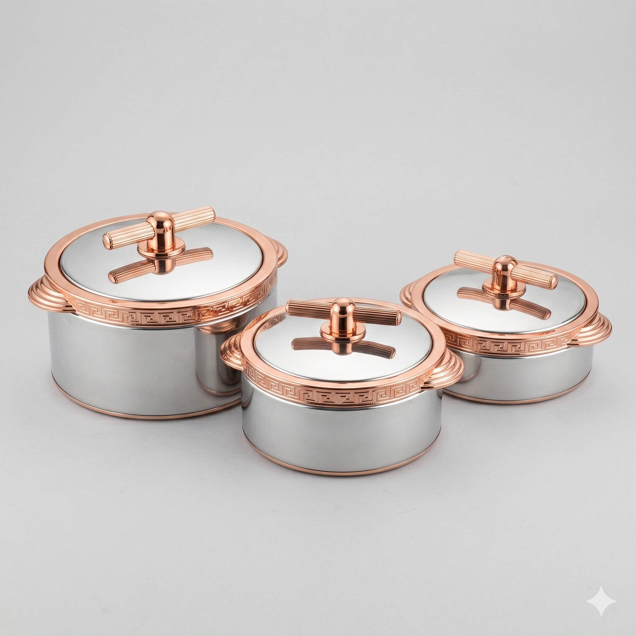 3 pc stainless steel food container set with line