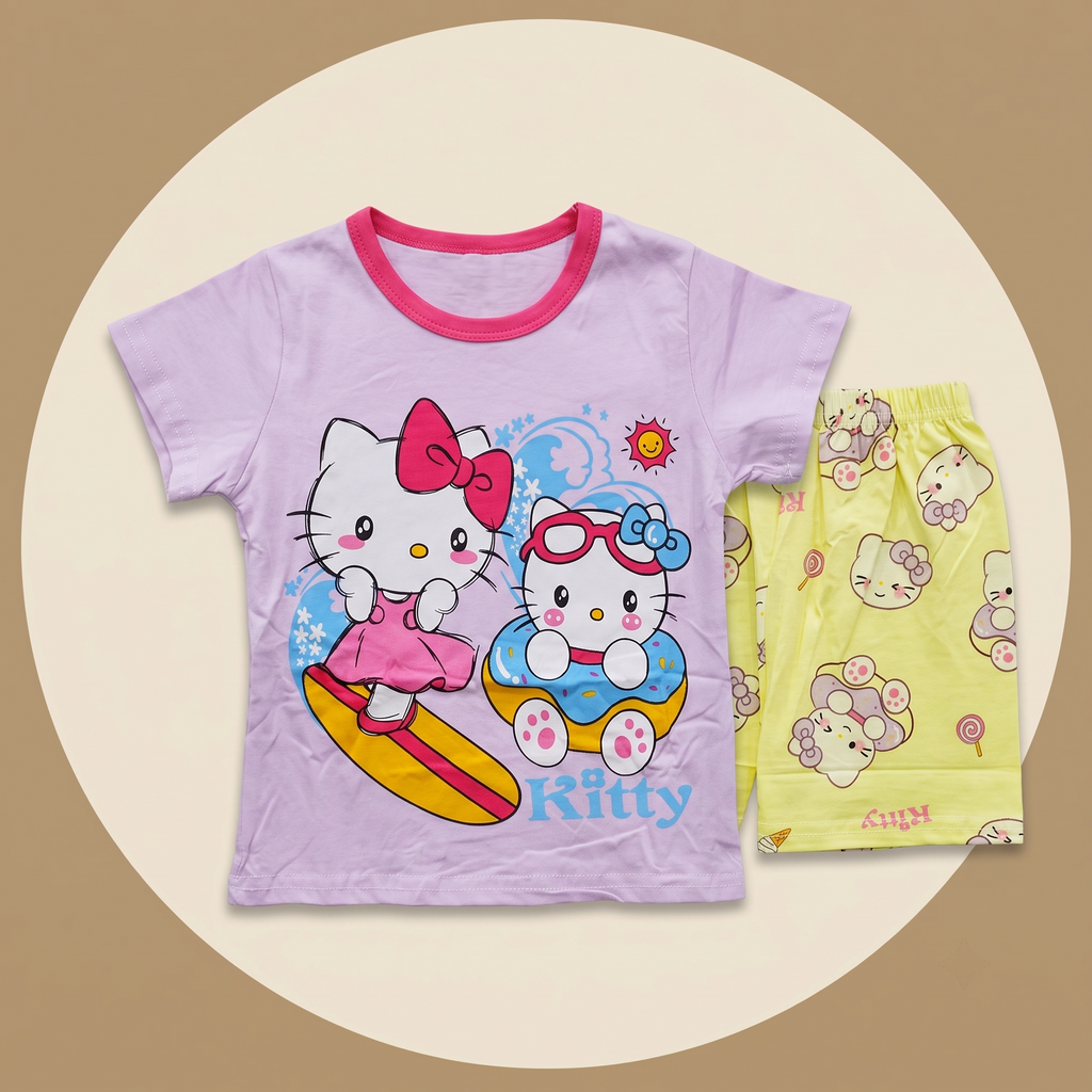 Surfing Kitty H/S Short Set