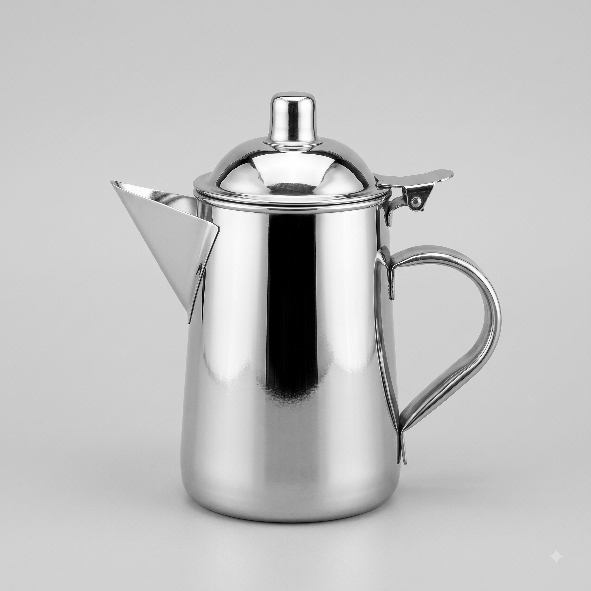 Indian Stainless Steel Dallah - 1.2 Liter, Short Spout