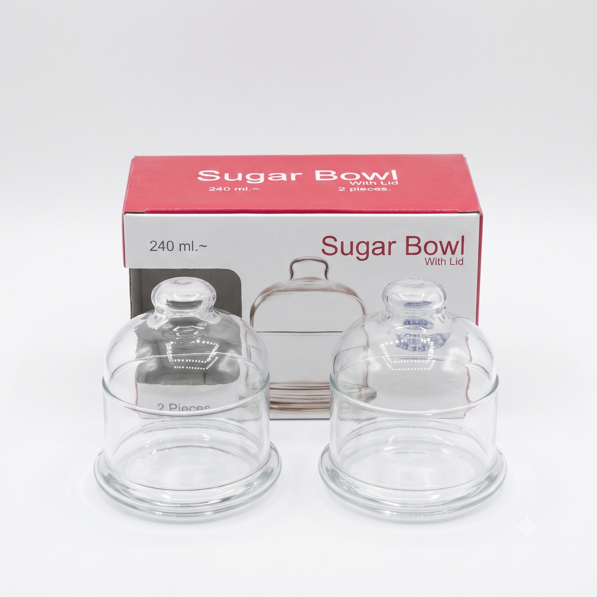 Glass sugar bowl set