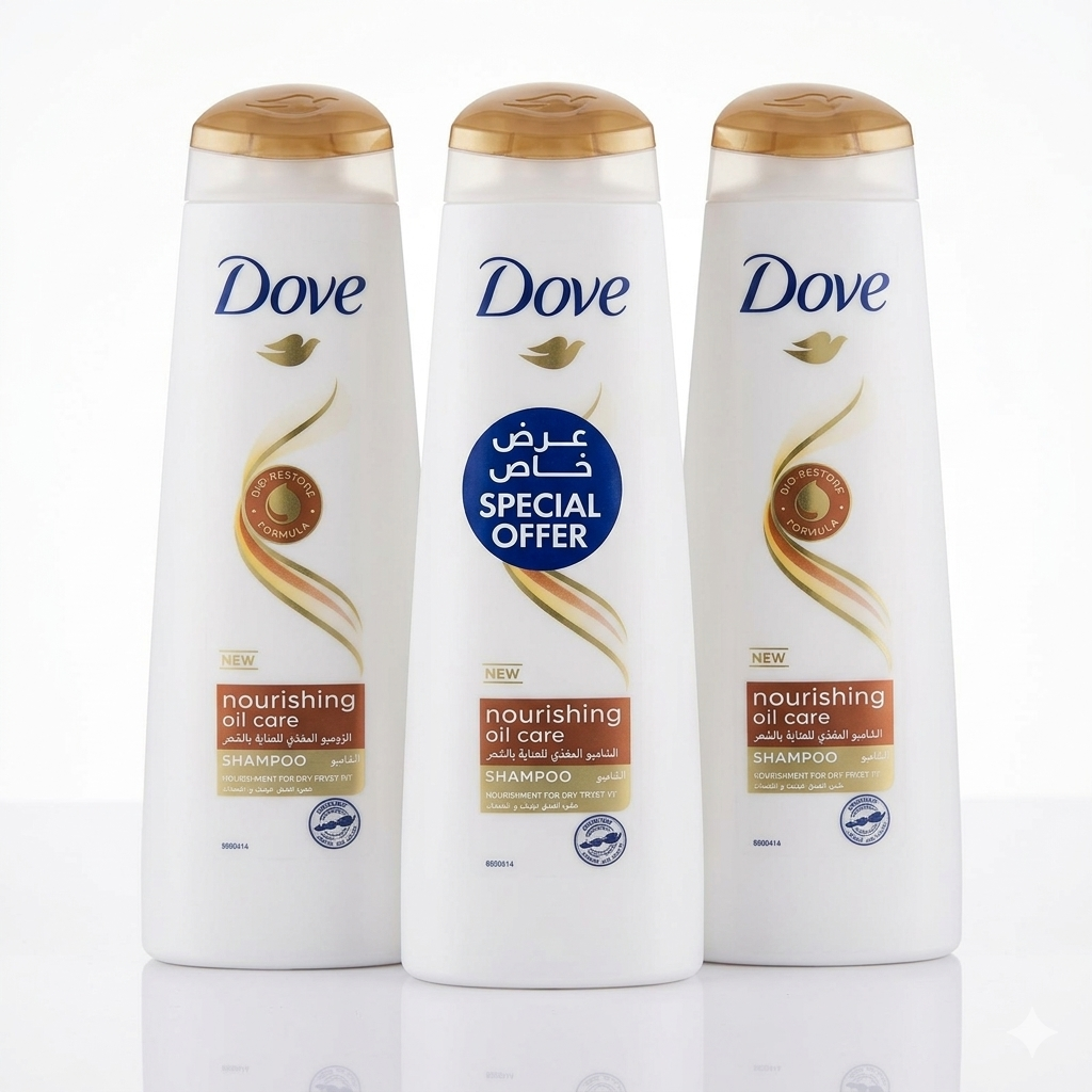 Dove Nourishing Shampoo for Dry Hair, 3 pieces, 400ml