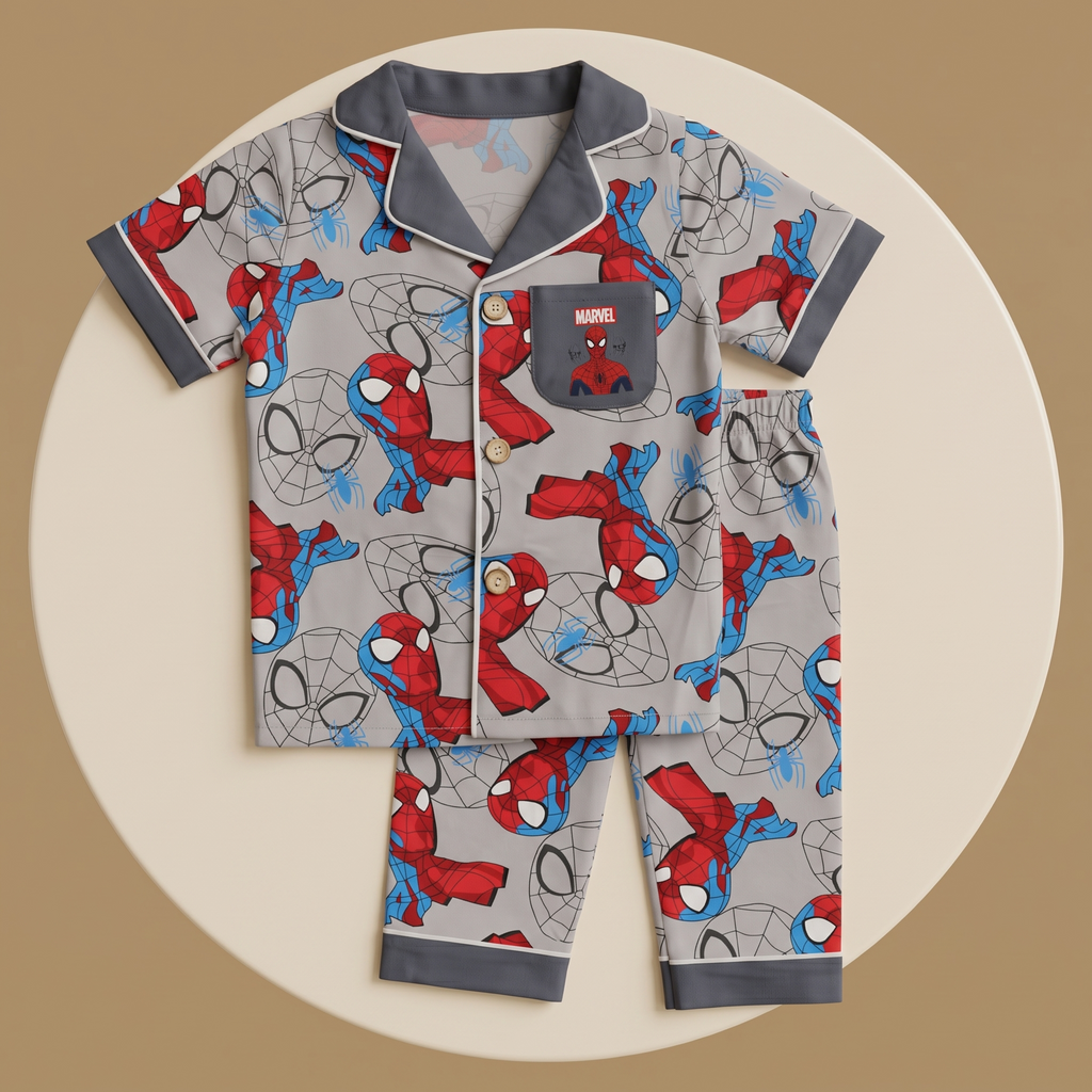 Spiderman Light Grey Kids H/S Pajamas