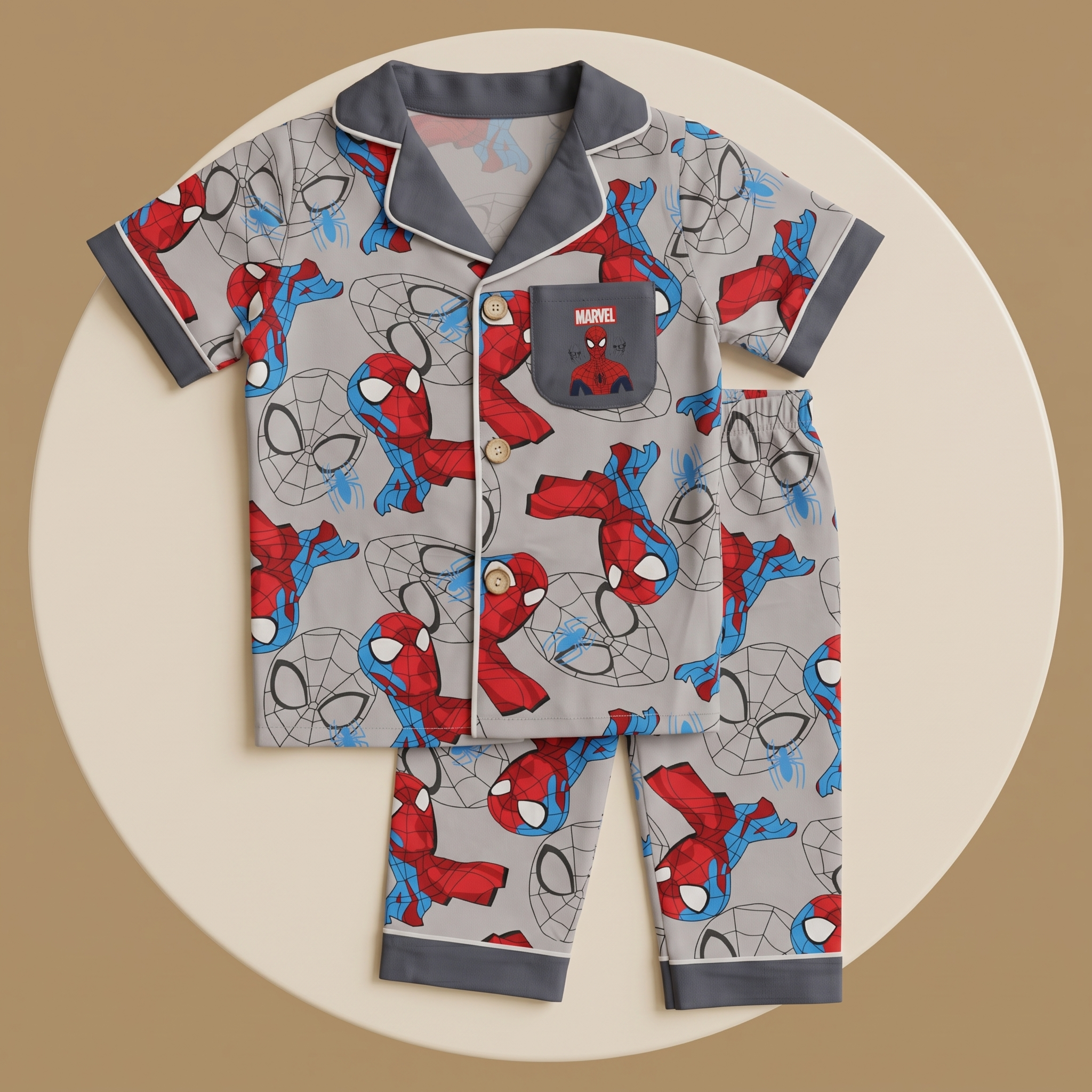 Spiderman Light Grey Kids H/S Pajamas