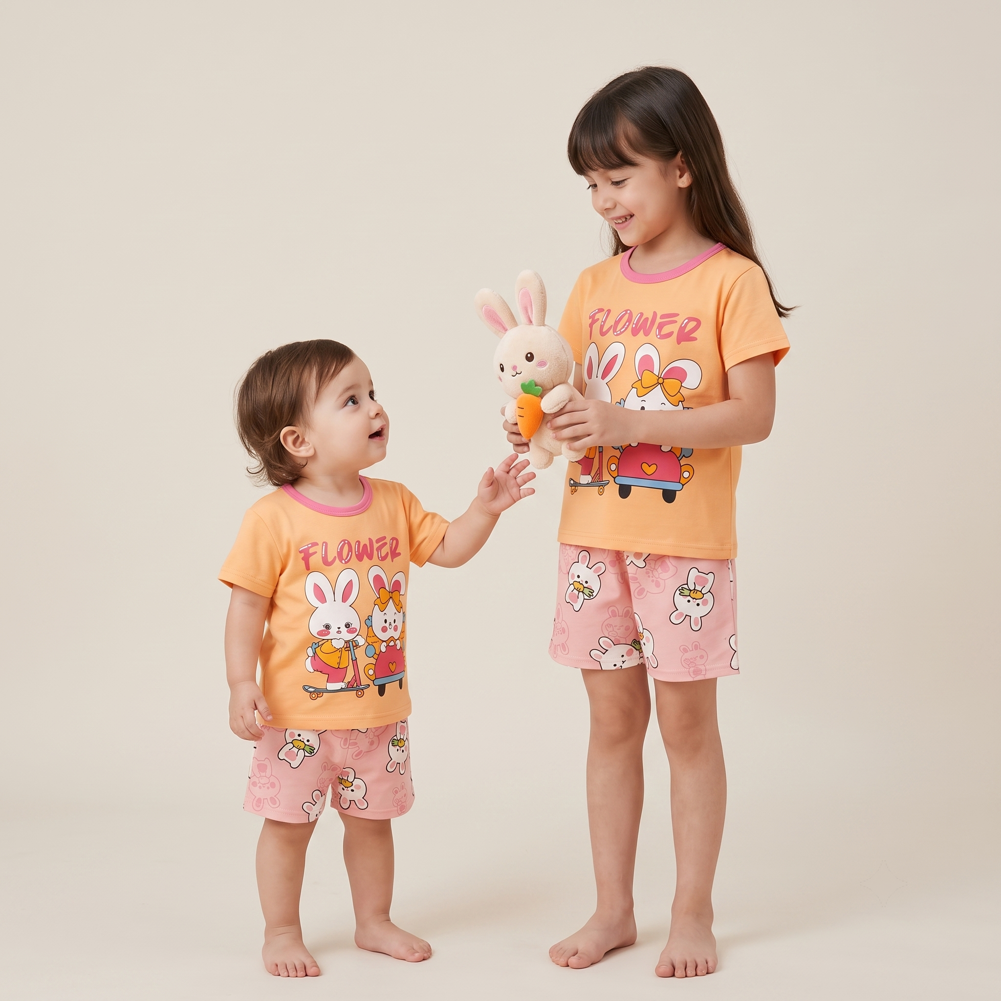 Flower Rabbits H/S Short Set