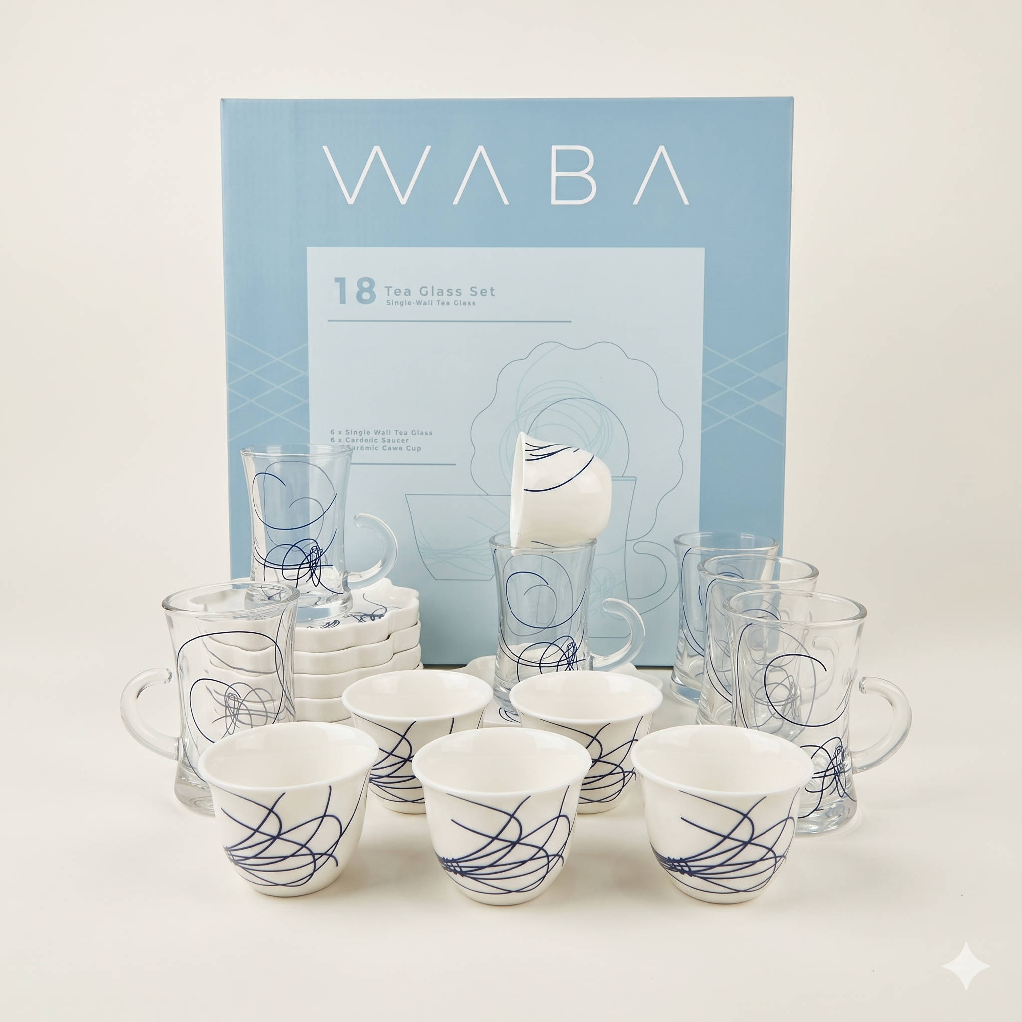 18-Piece Tea and Coffee Set, Blue KL82