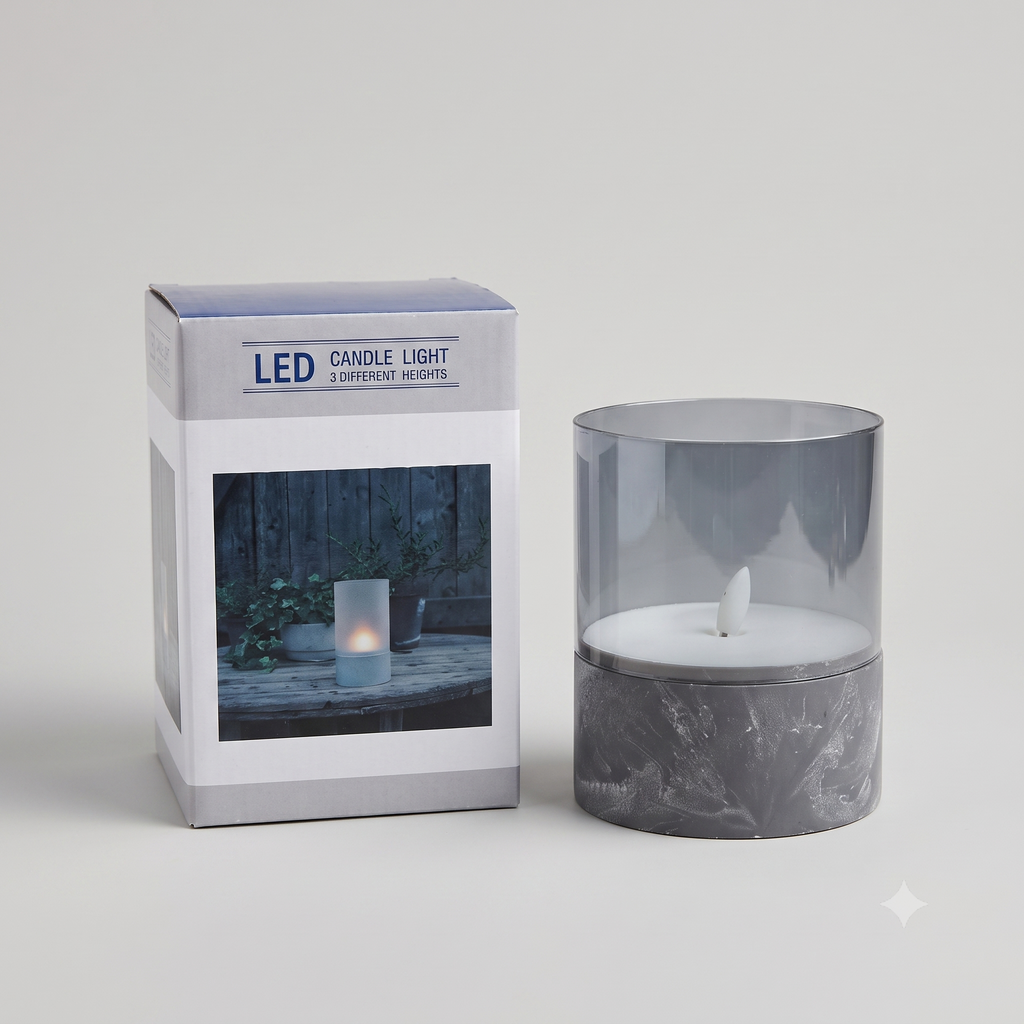 Marble Glass Lit Candle - MK2046-31