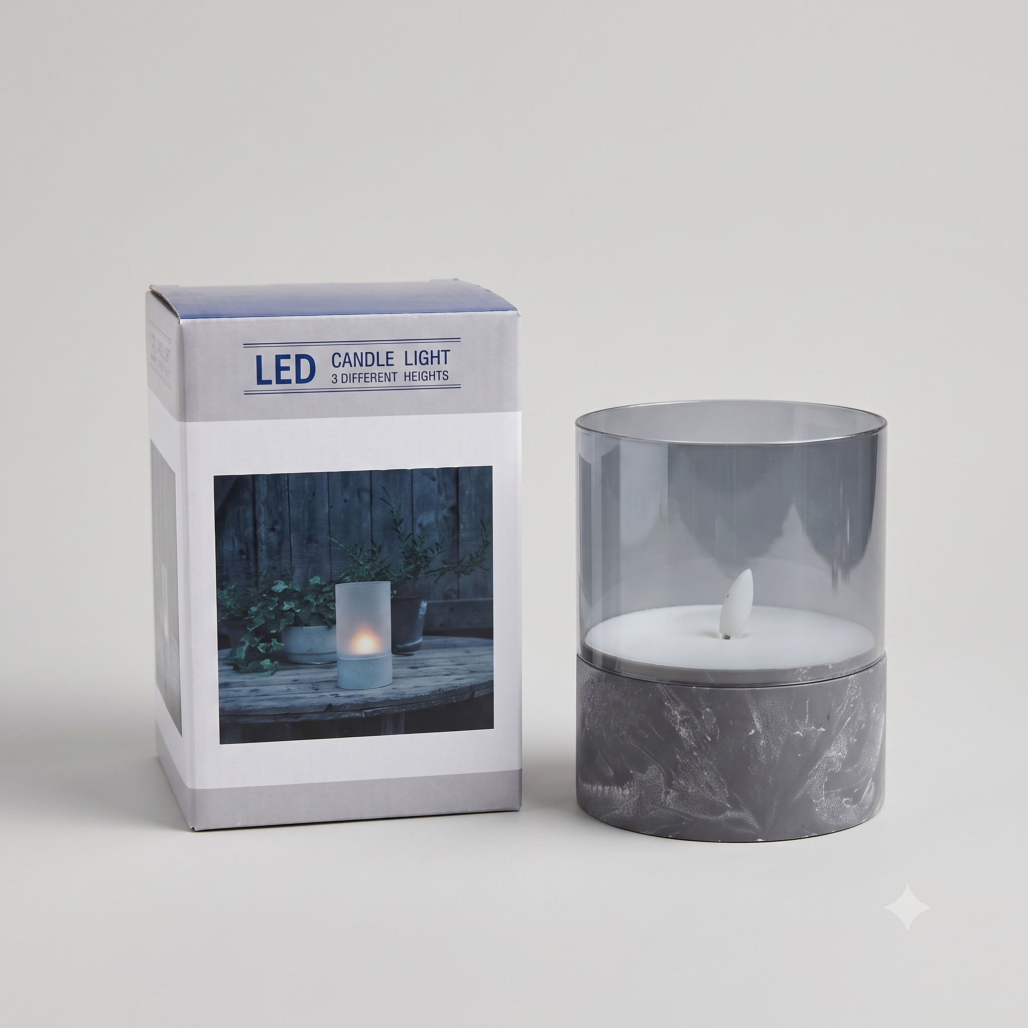 Marble Glass Lit Candle - MK2046-31