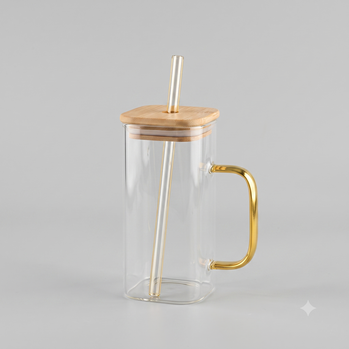 Wooden lid glass cup