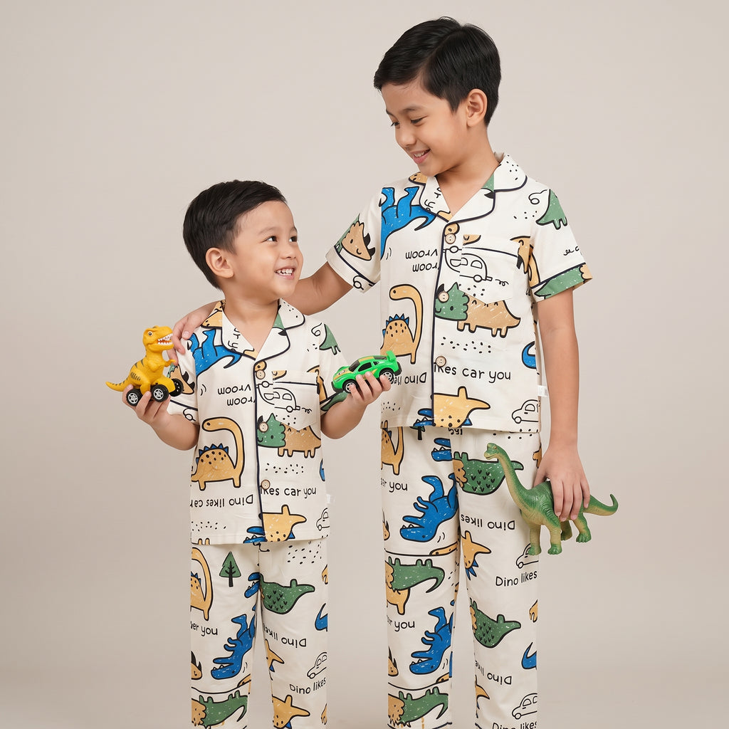 Vroom Dino Car Kids H/S Pajamas