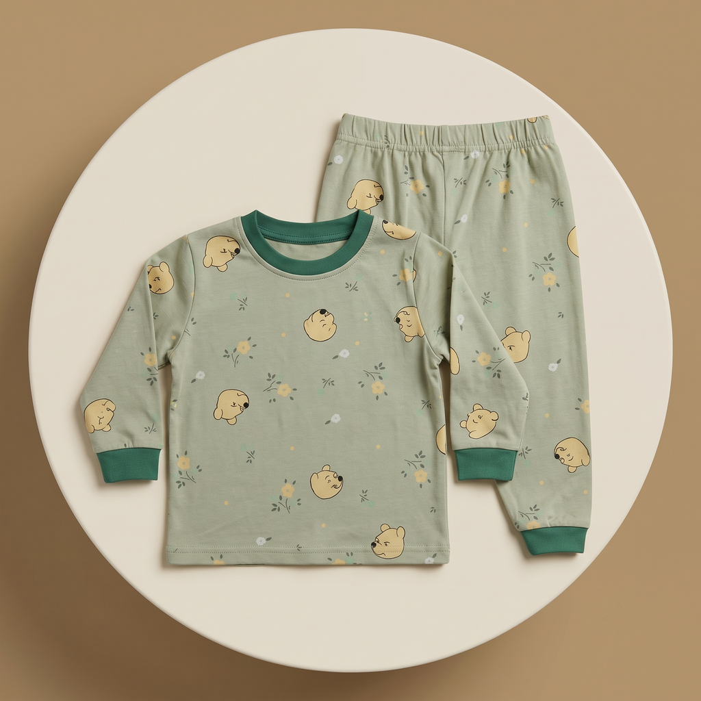 Bear Flowers Kids L\S Pajamas