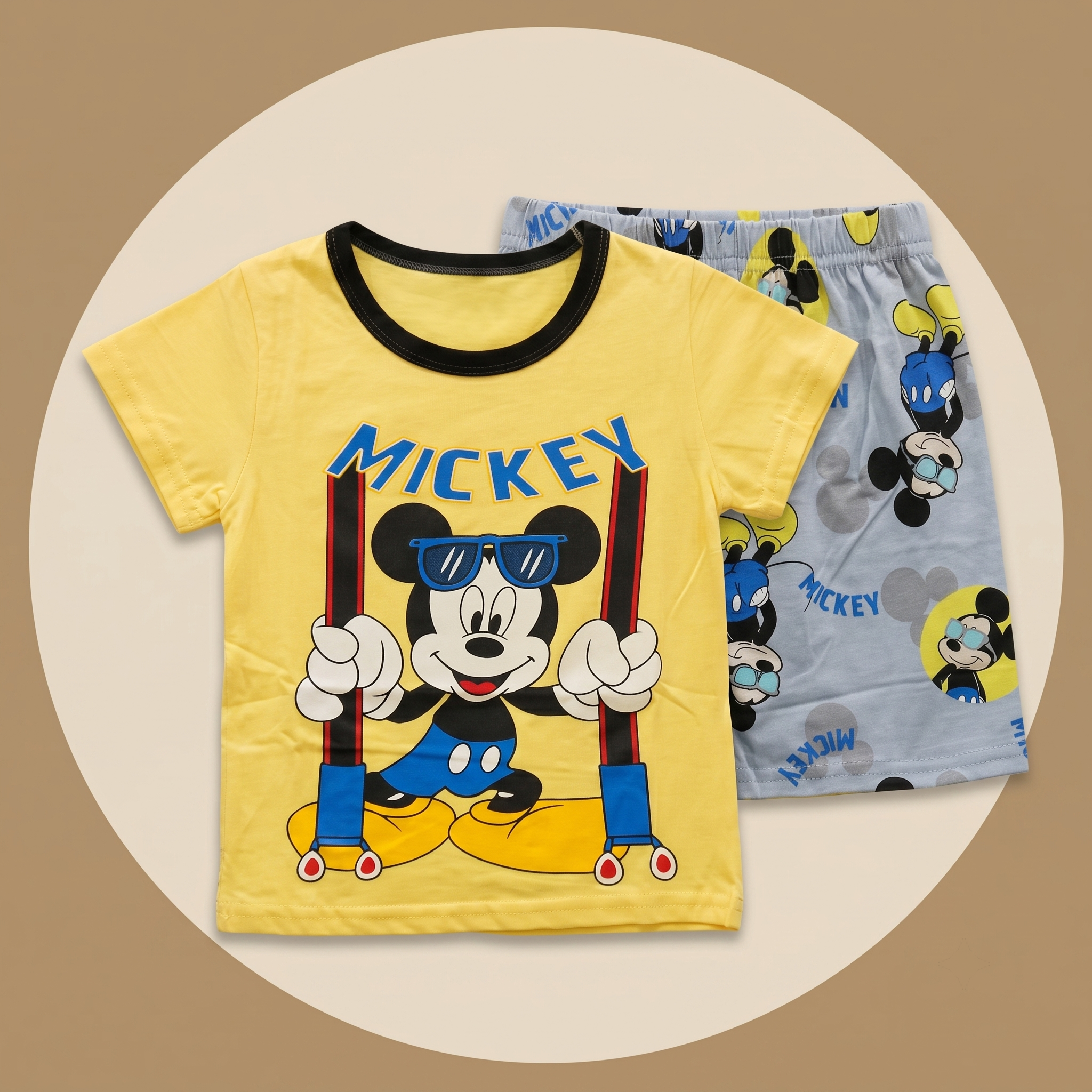 Mickey Glasses Yellow H/S Short Set