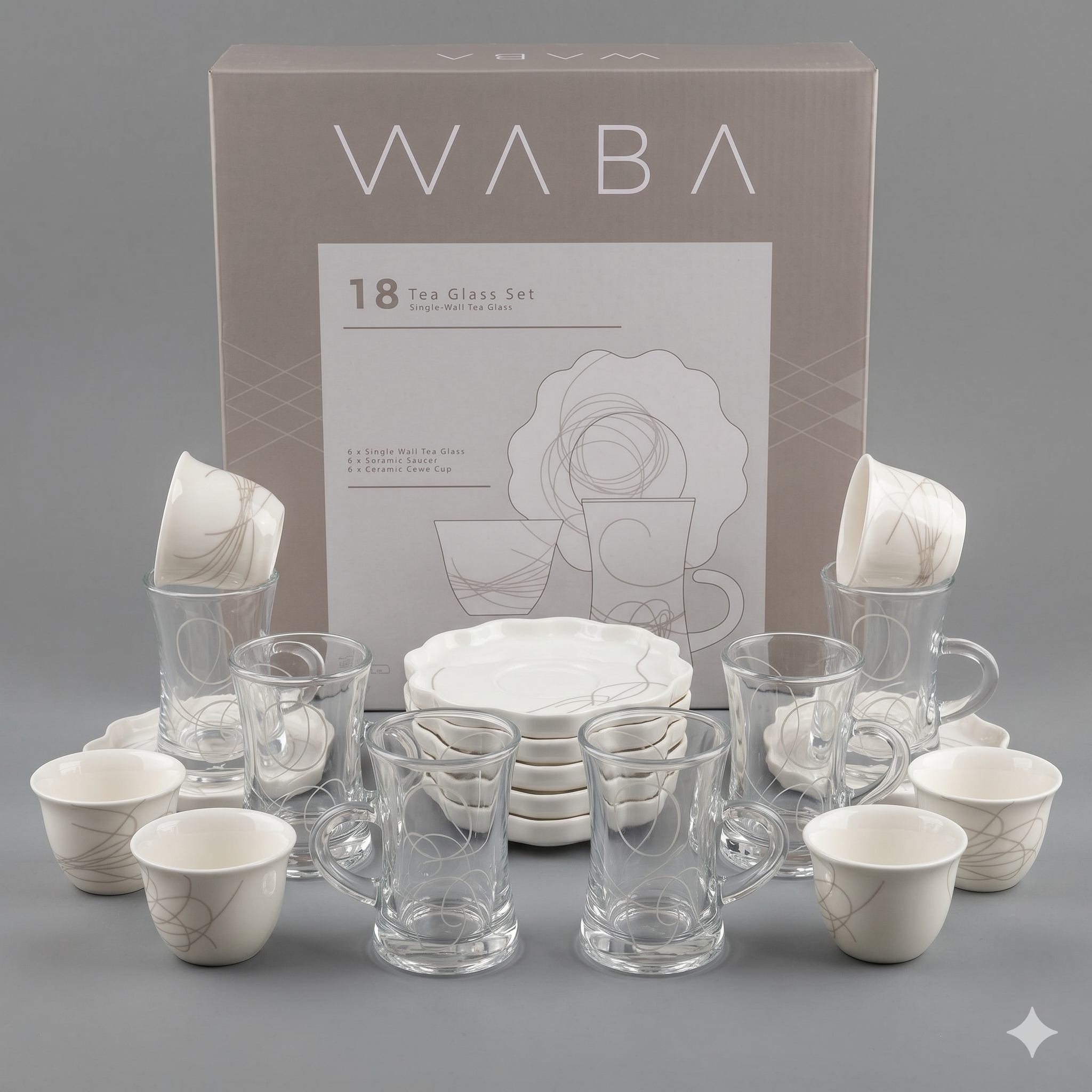 18-Piece Tea and Coffee Set, Matte Silver, KL82