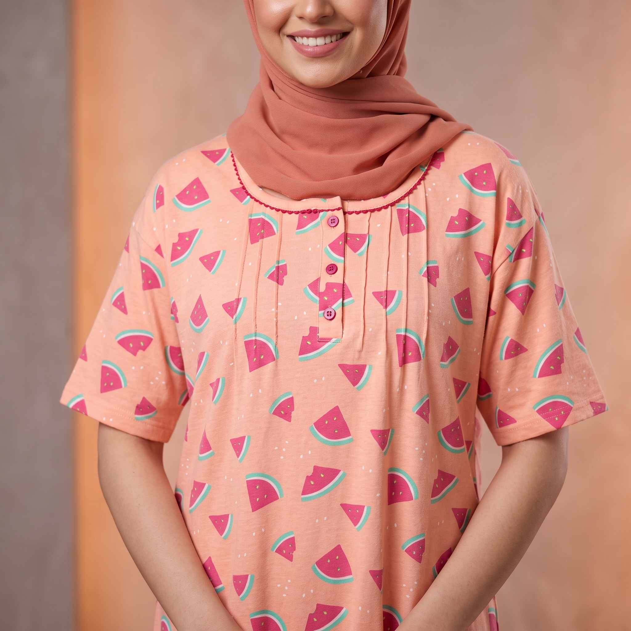 Watermelon Peach Womens Middi