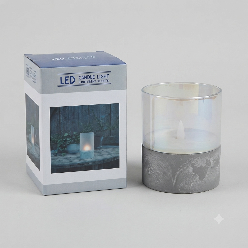 Wide Marble Glass Candle - MK2046-16
