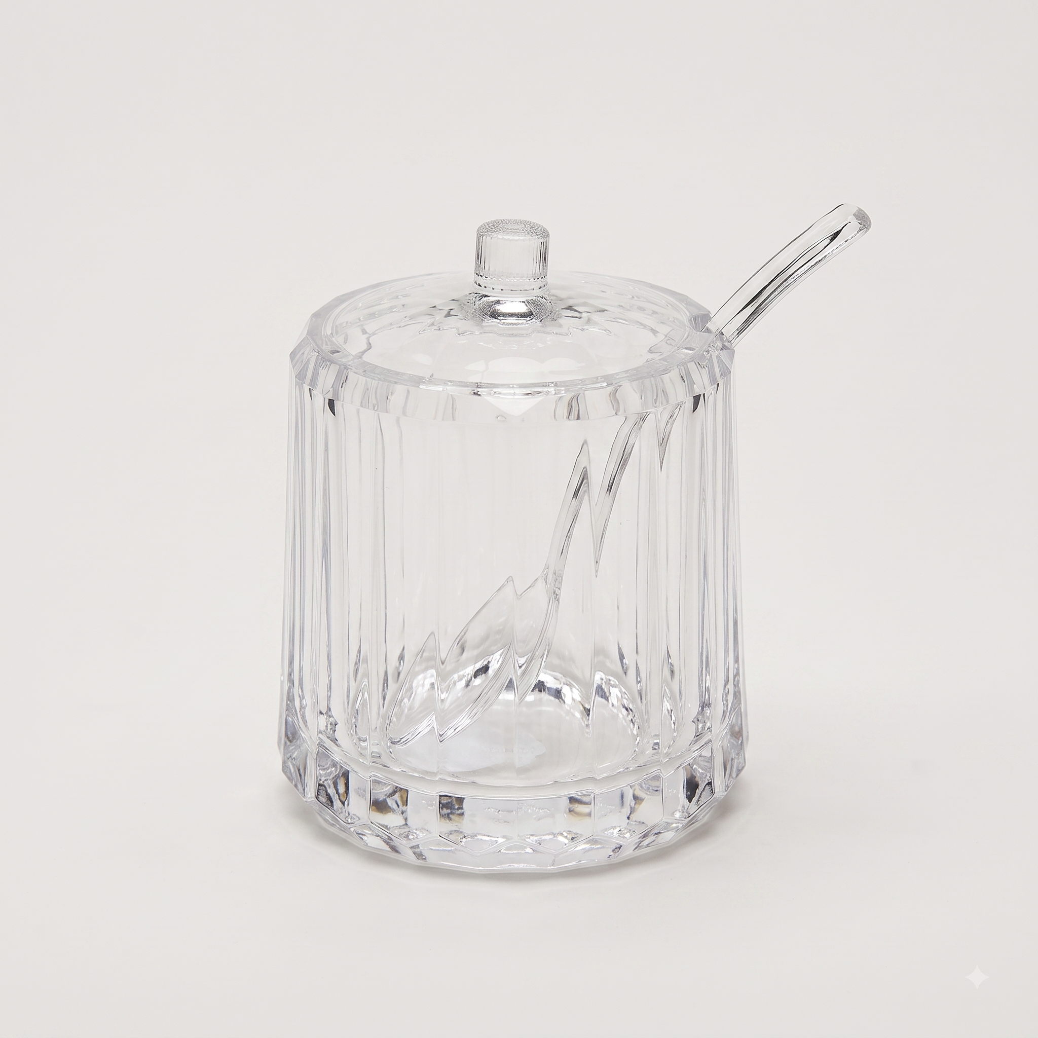 j-4507 Ribbed sugar bowl with spoon
