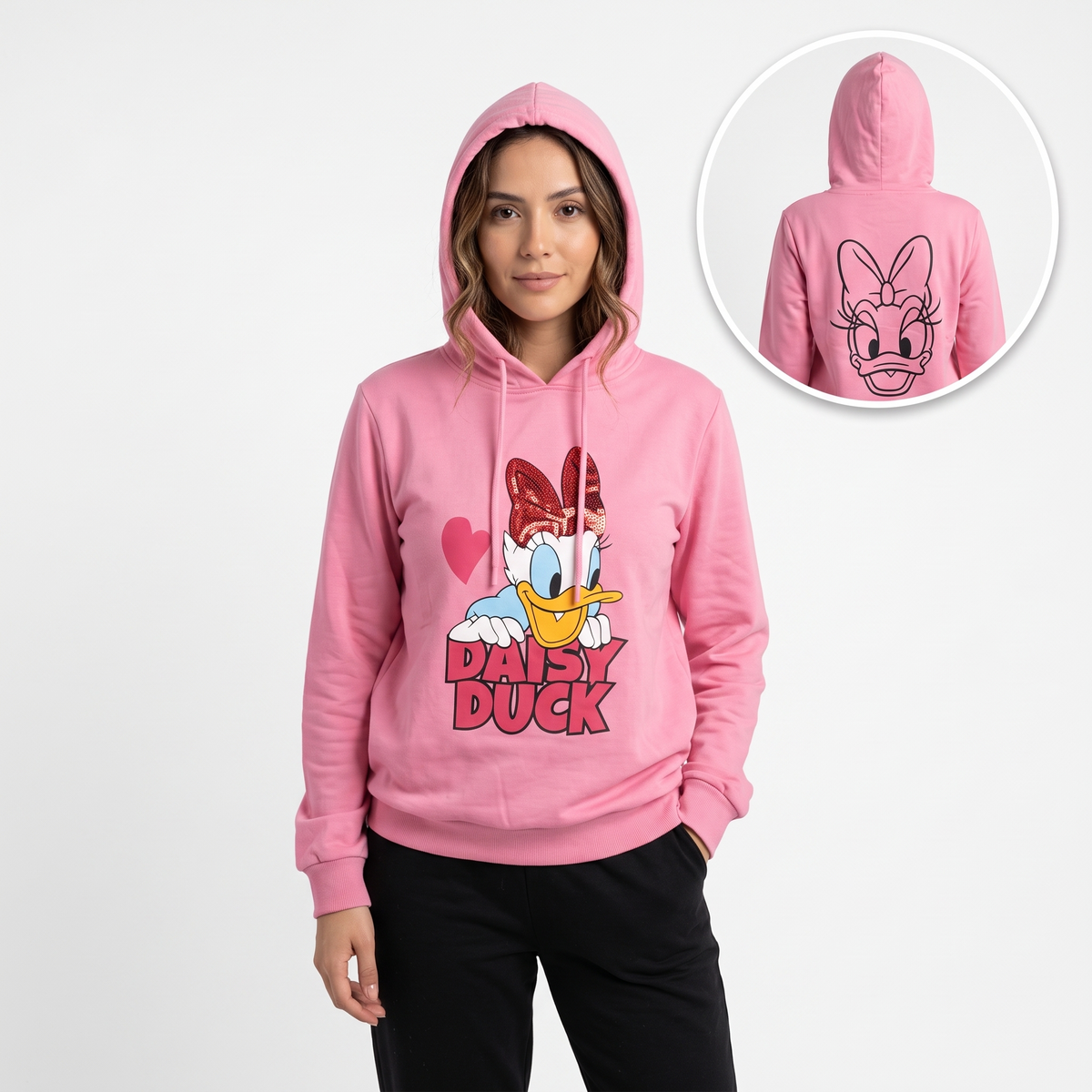Pink Daisy Duck Womens Hoodie