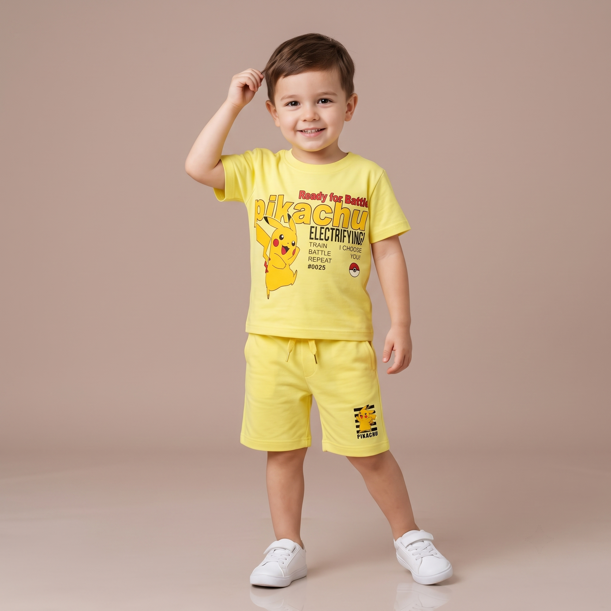 Pickachu Electrifiying Boys H/S shorts