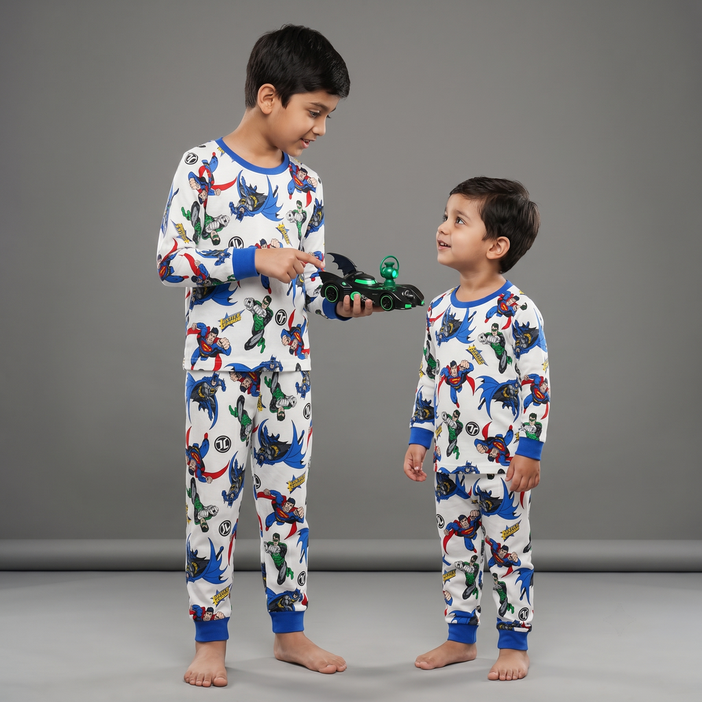 Justice League White L/S Pajamas