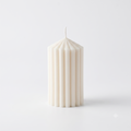 White Ribbed Scented Candle 13CM - HM23-549-1