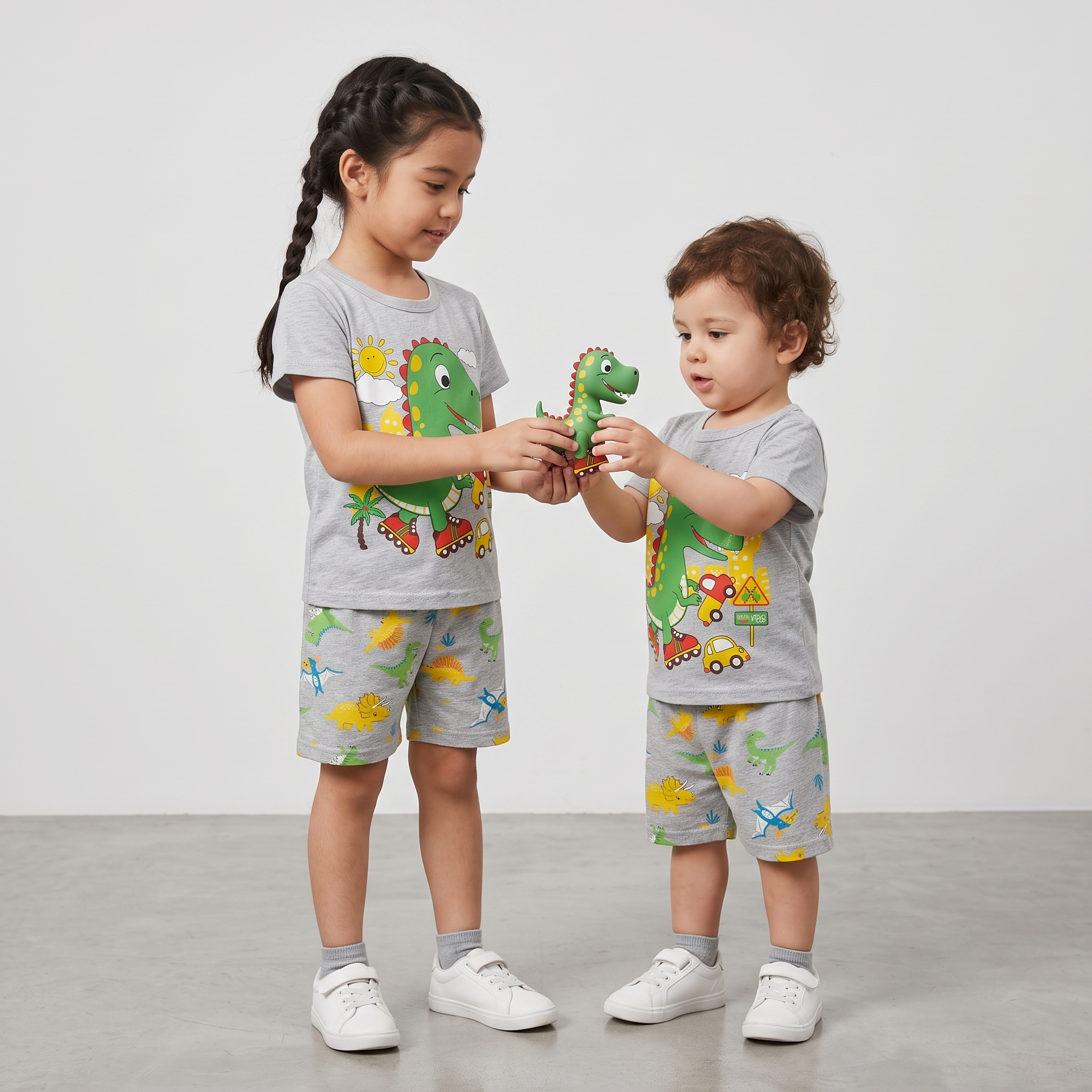 Car Free Dino H/S Short Set