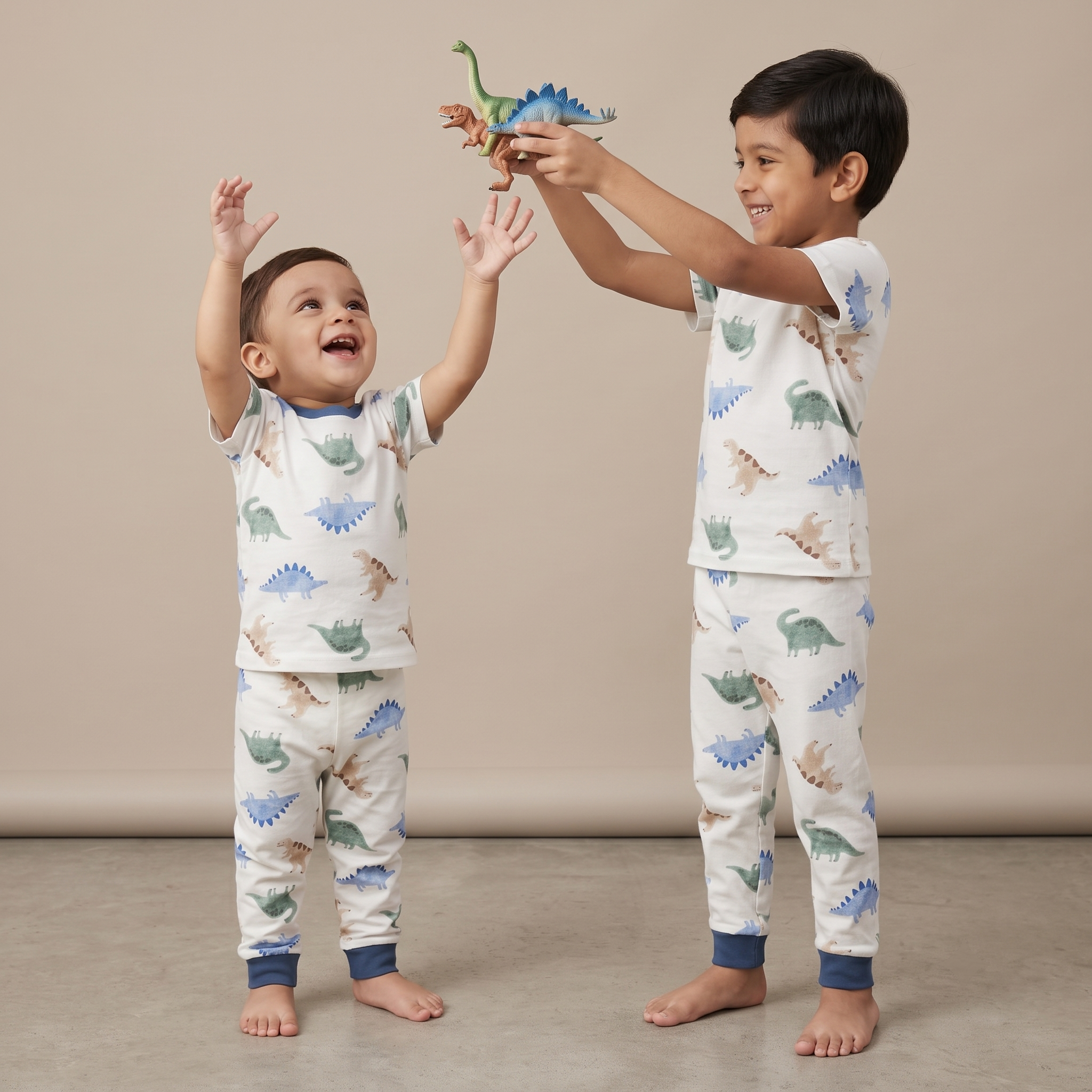 Dino White Blue H/S Pajamas