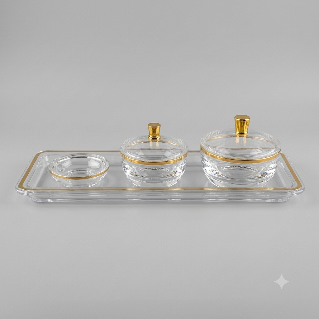 Acrylic tray with golden dates 55