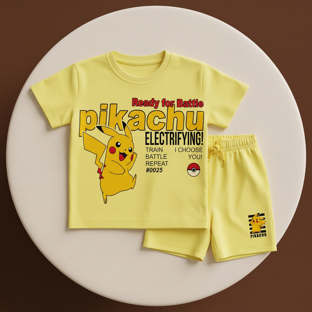 Pickachu Electrifiying Boys H/S shorts
