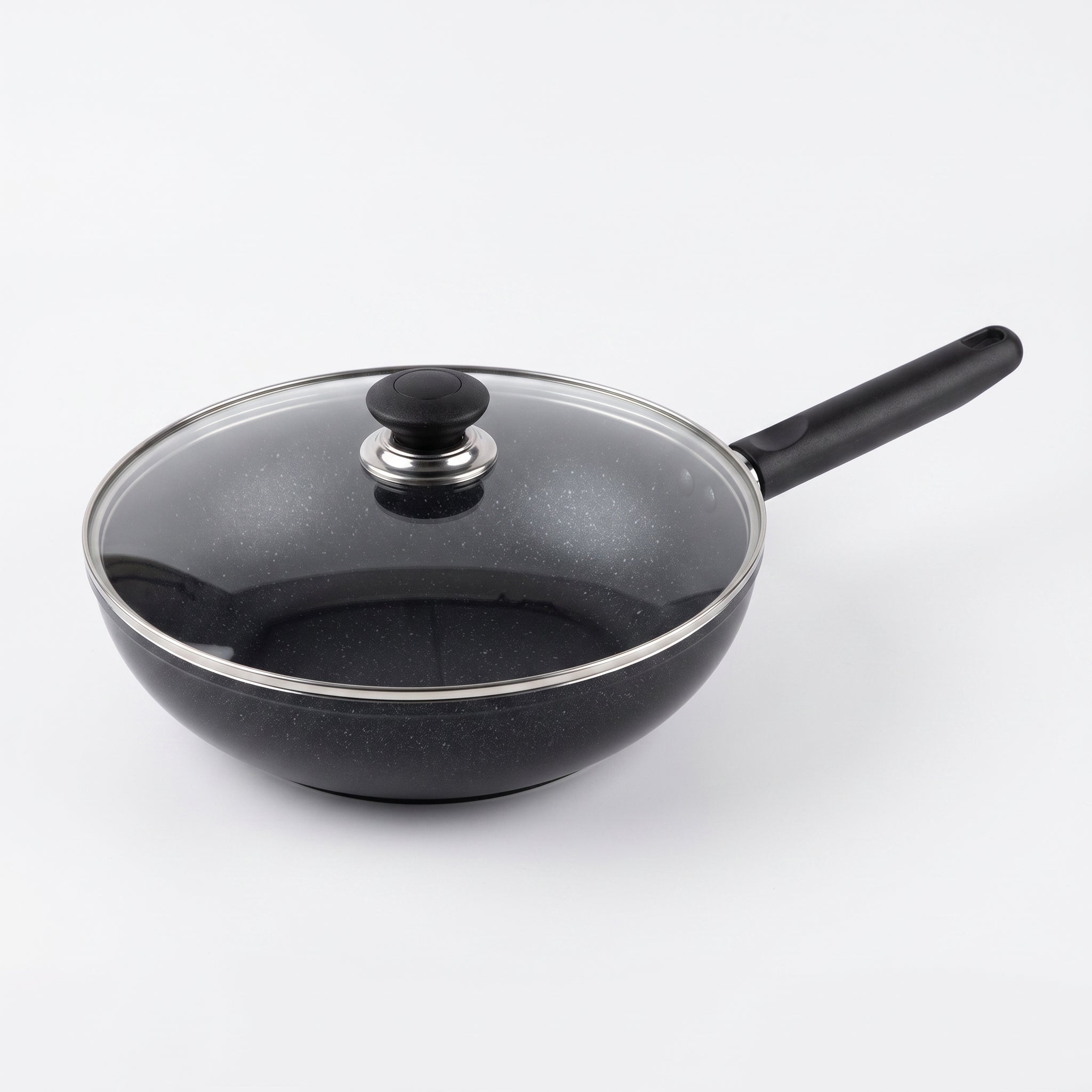 Tefal Pakistani frying pan with a glass lid and a long handle