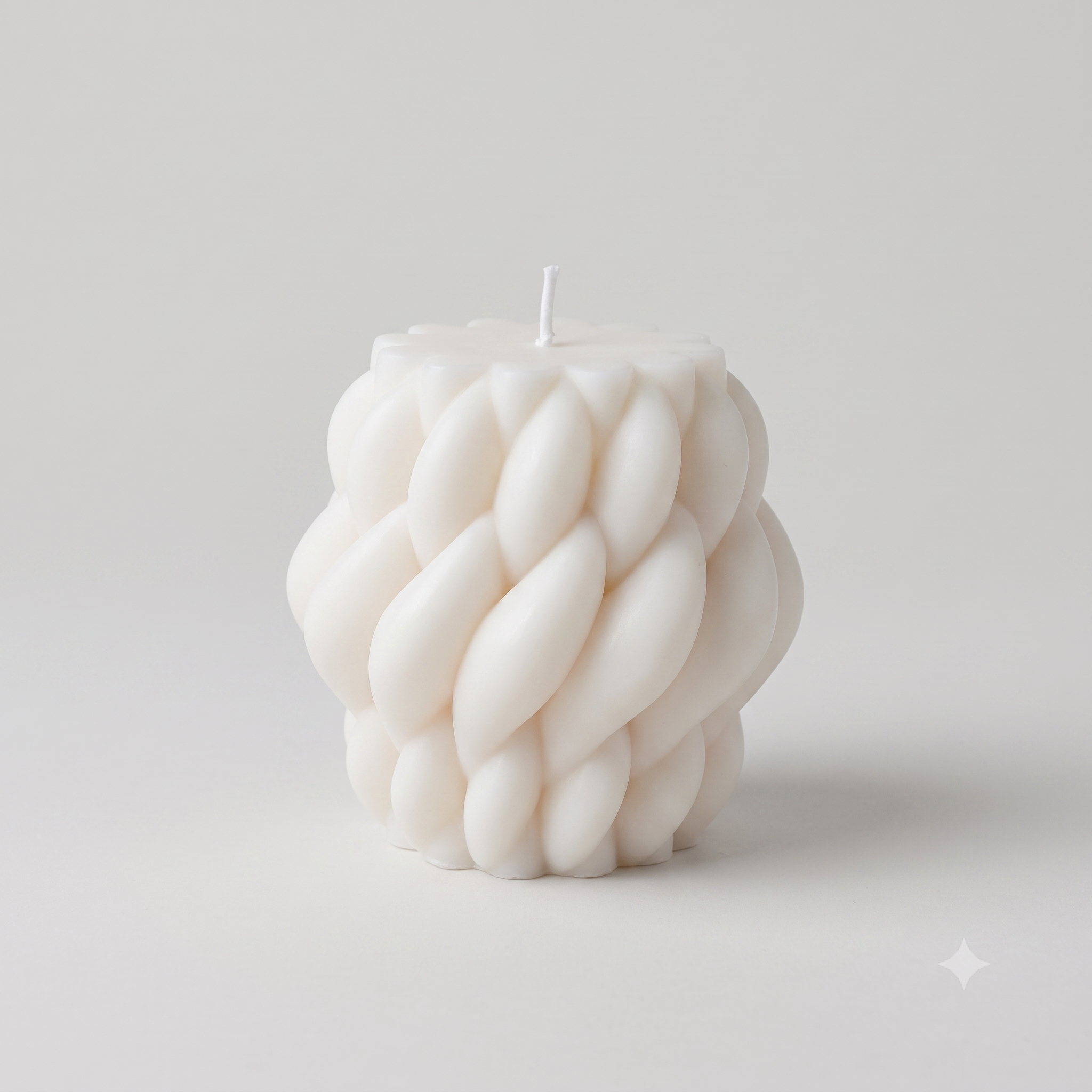 White wide ribbed scented candle 12CM - HM23-552-1