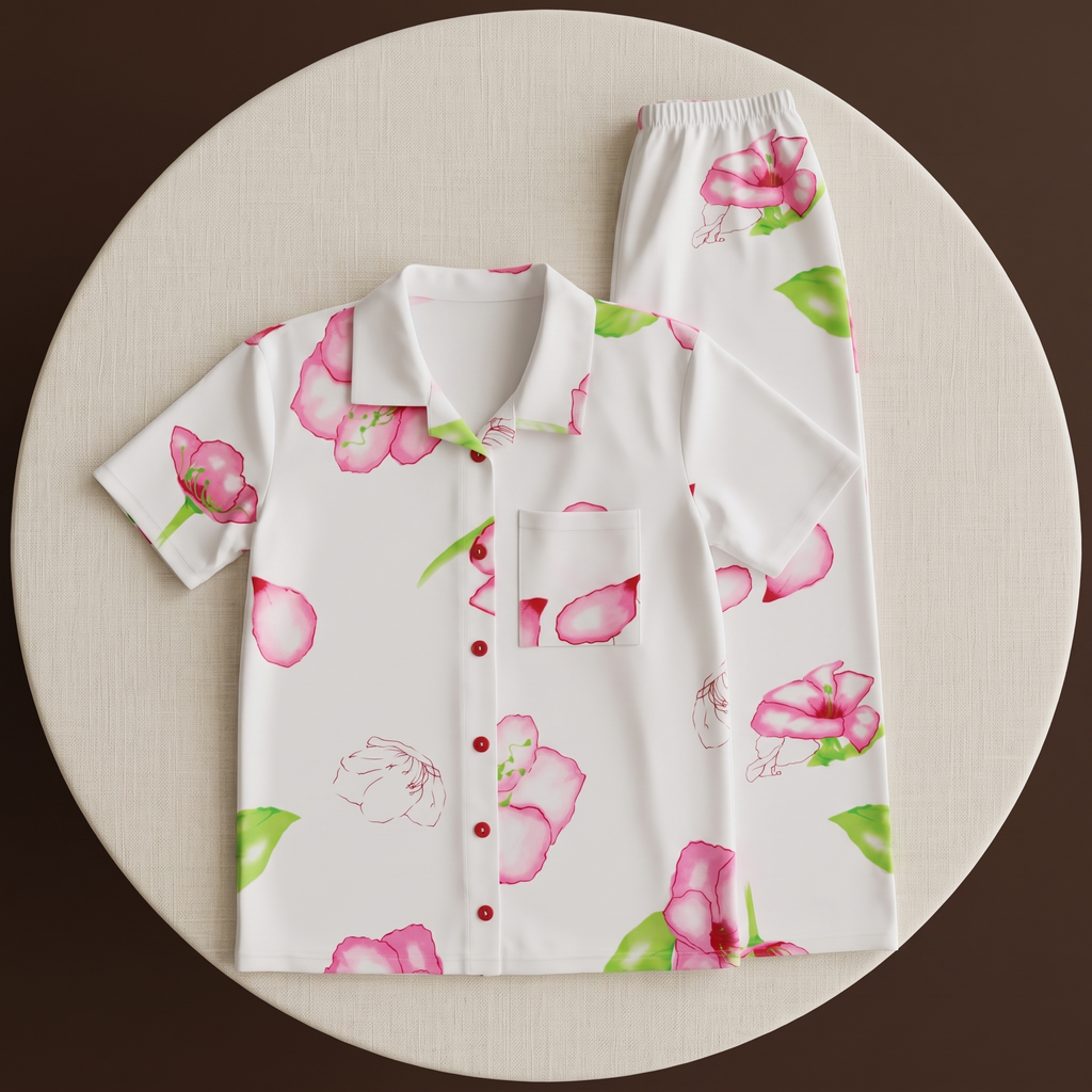 Big Flower Pink Womens Pajamas