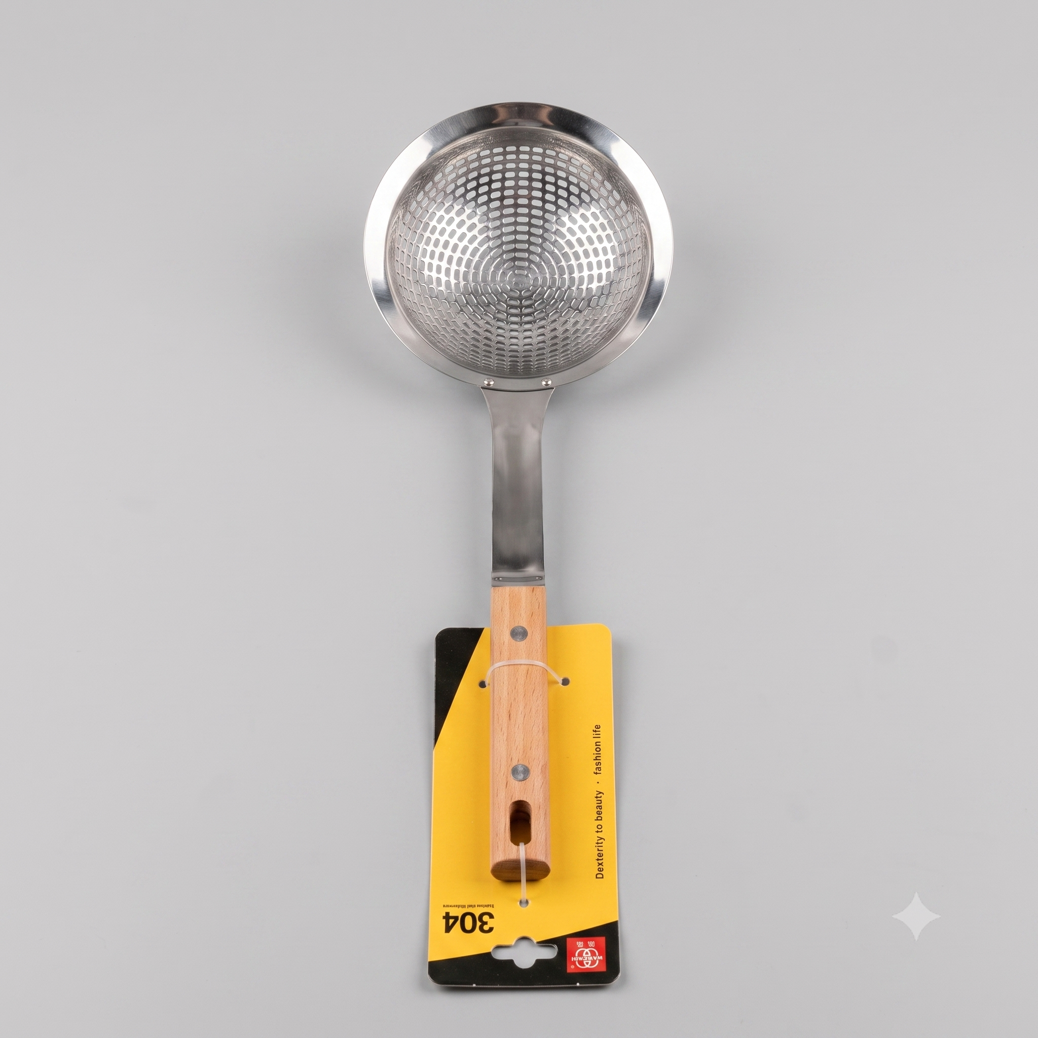 Stainless steel ladle with wooden handle 14 cm