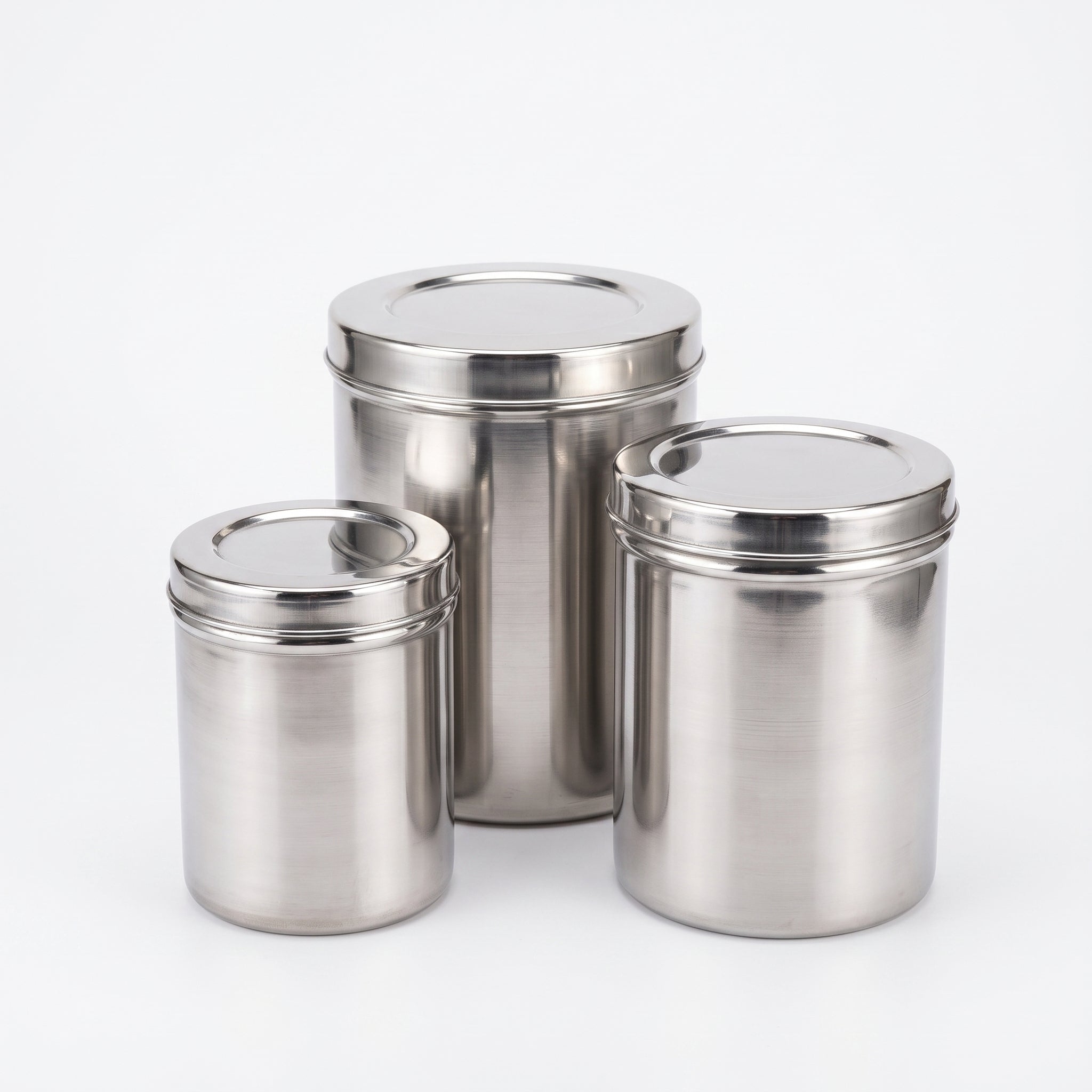 Stainless steel jar 3 pcs round