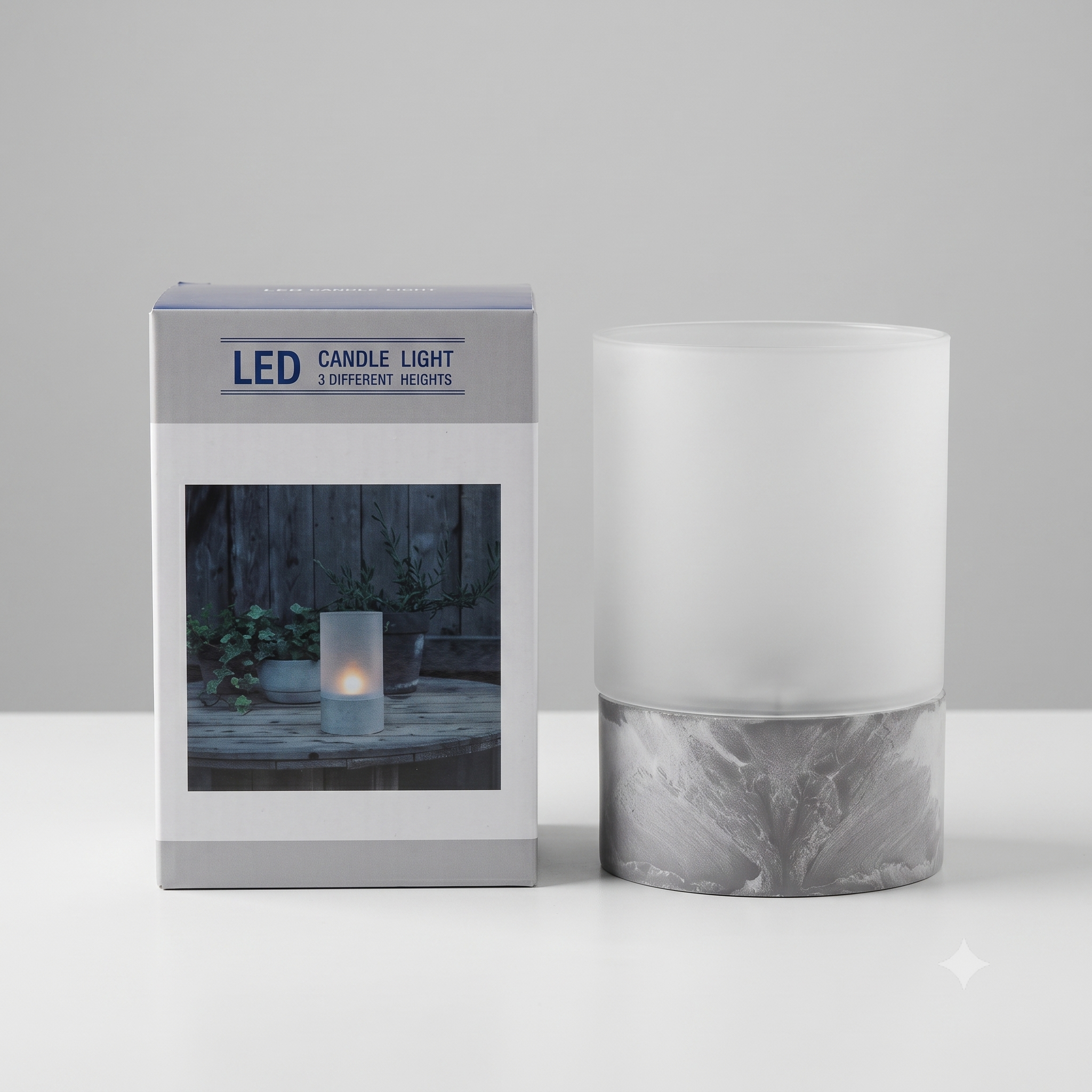 Marble Glass Lit Candle - MK2046-31