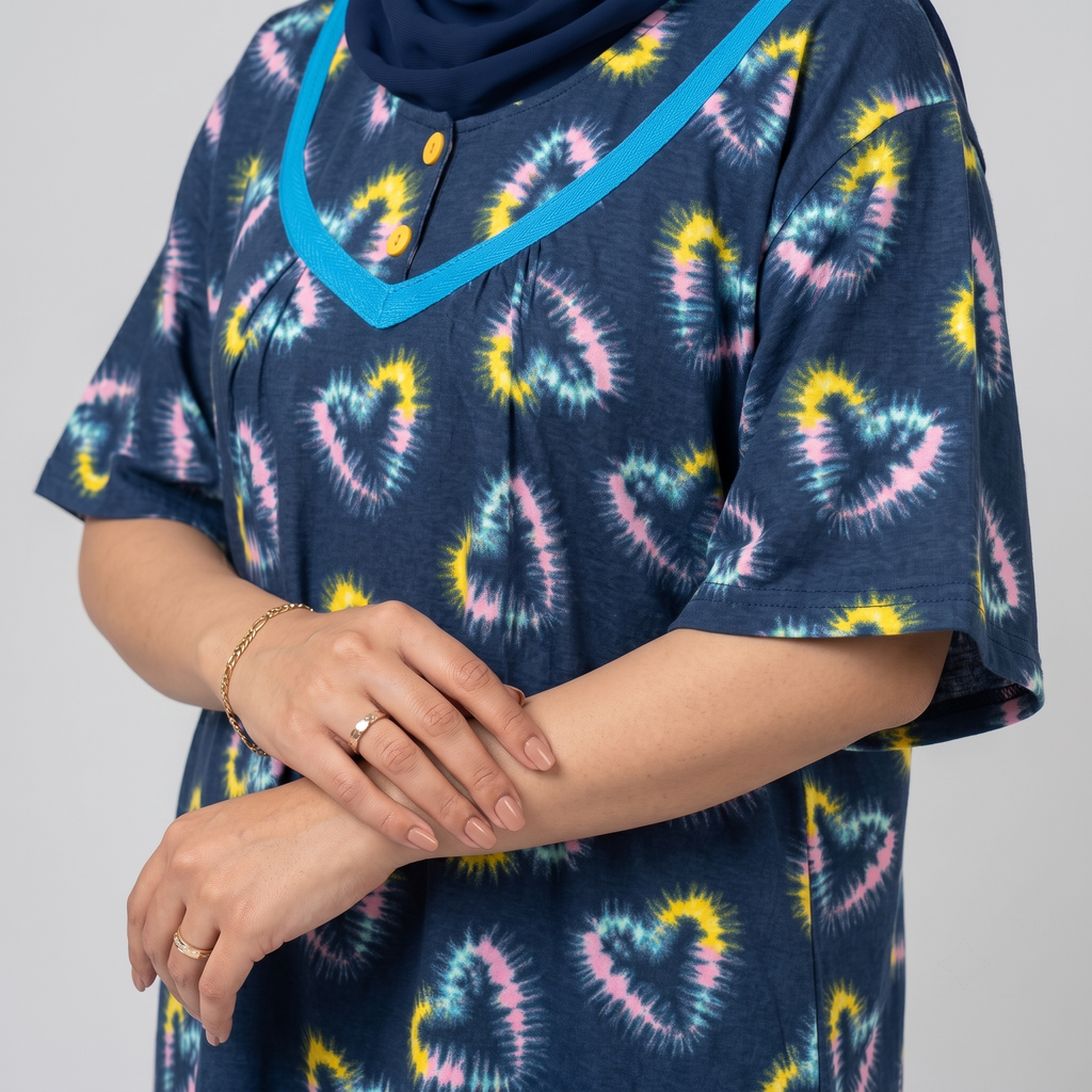Disco Hearts DarkBlue Womens Middi