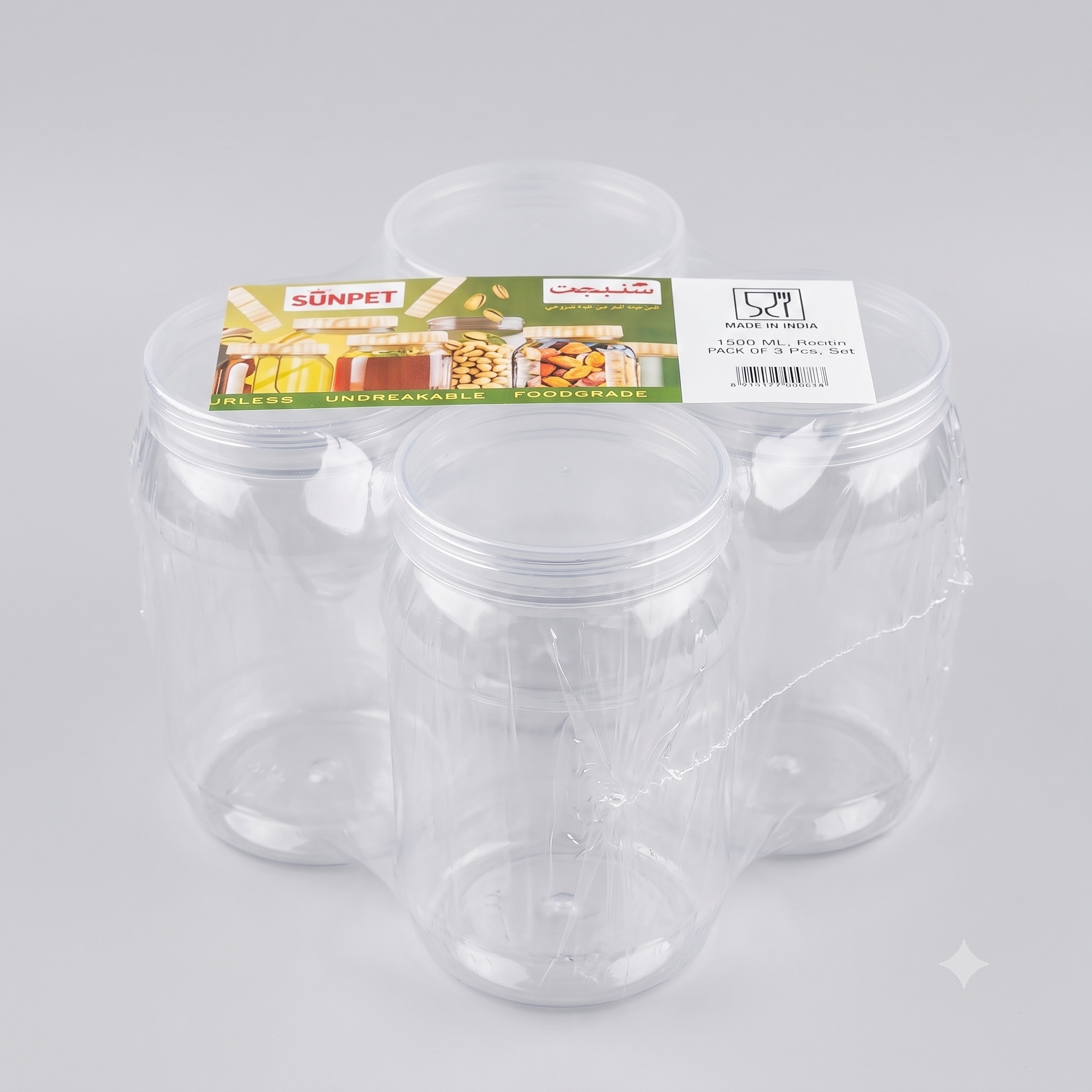 Plastic Jar Set 4 Pcs 1500ml