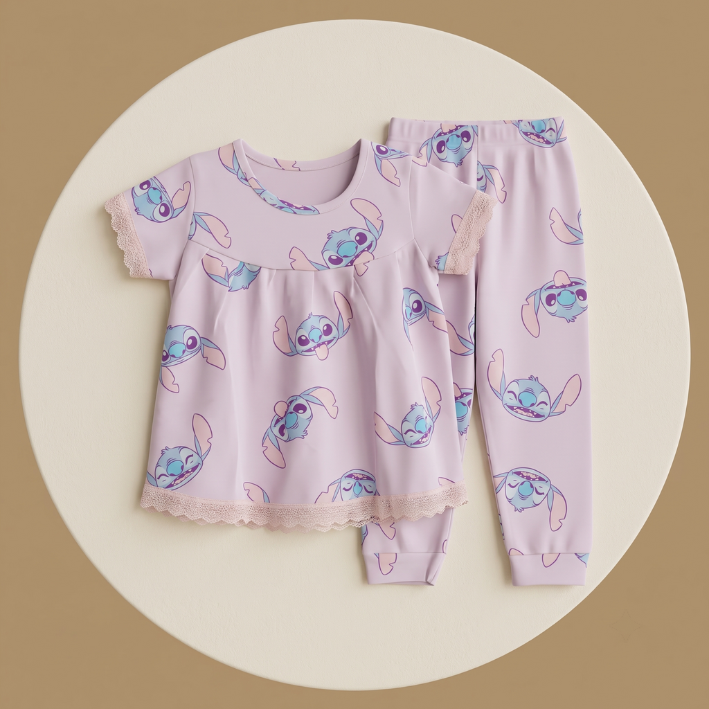Stitch Faces Girls H/S Pajamas