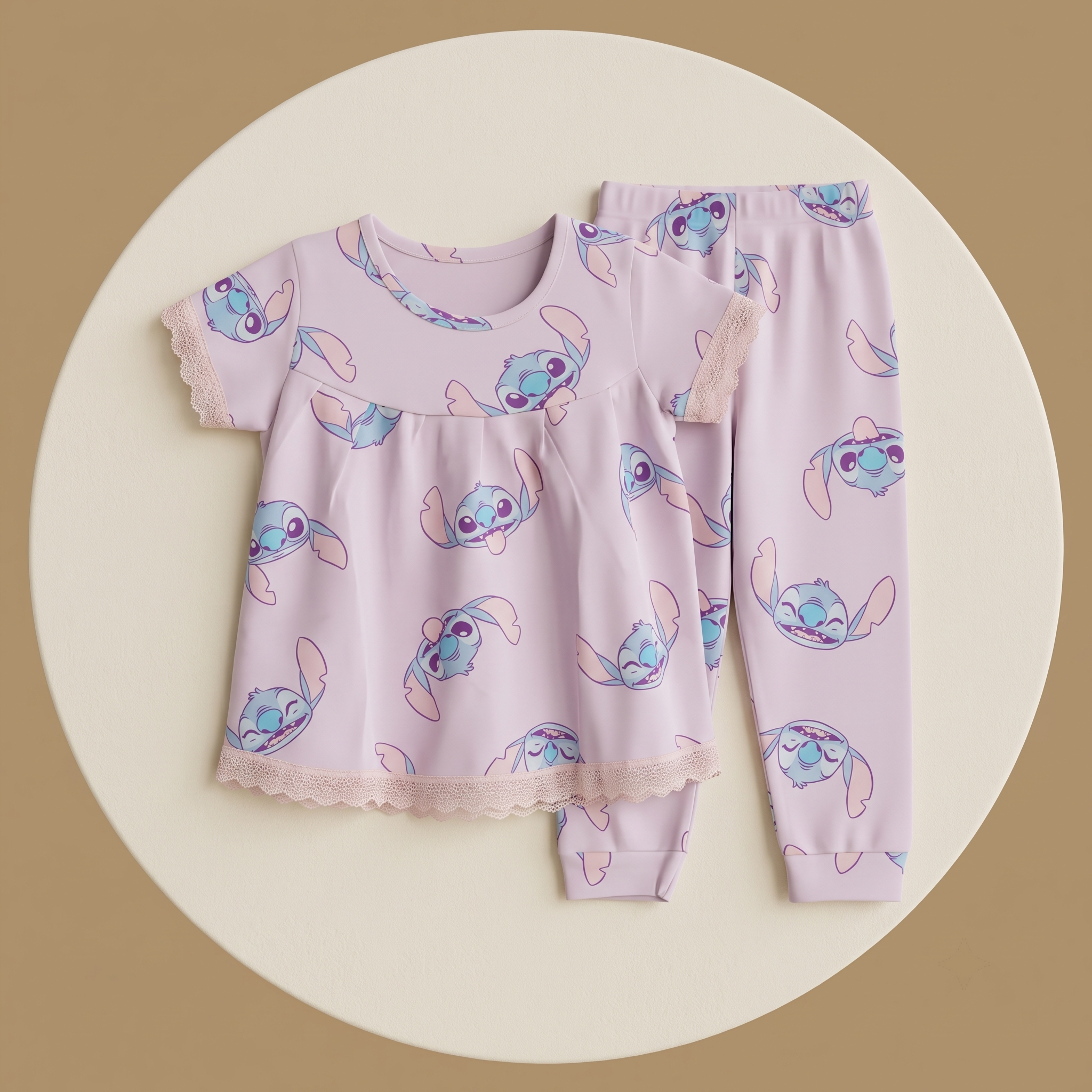 Stitch Faces Girls H/S Pajamas
