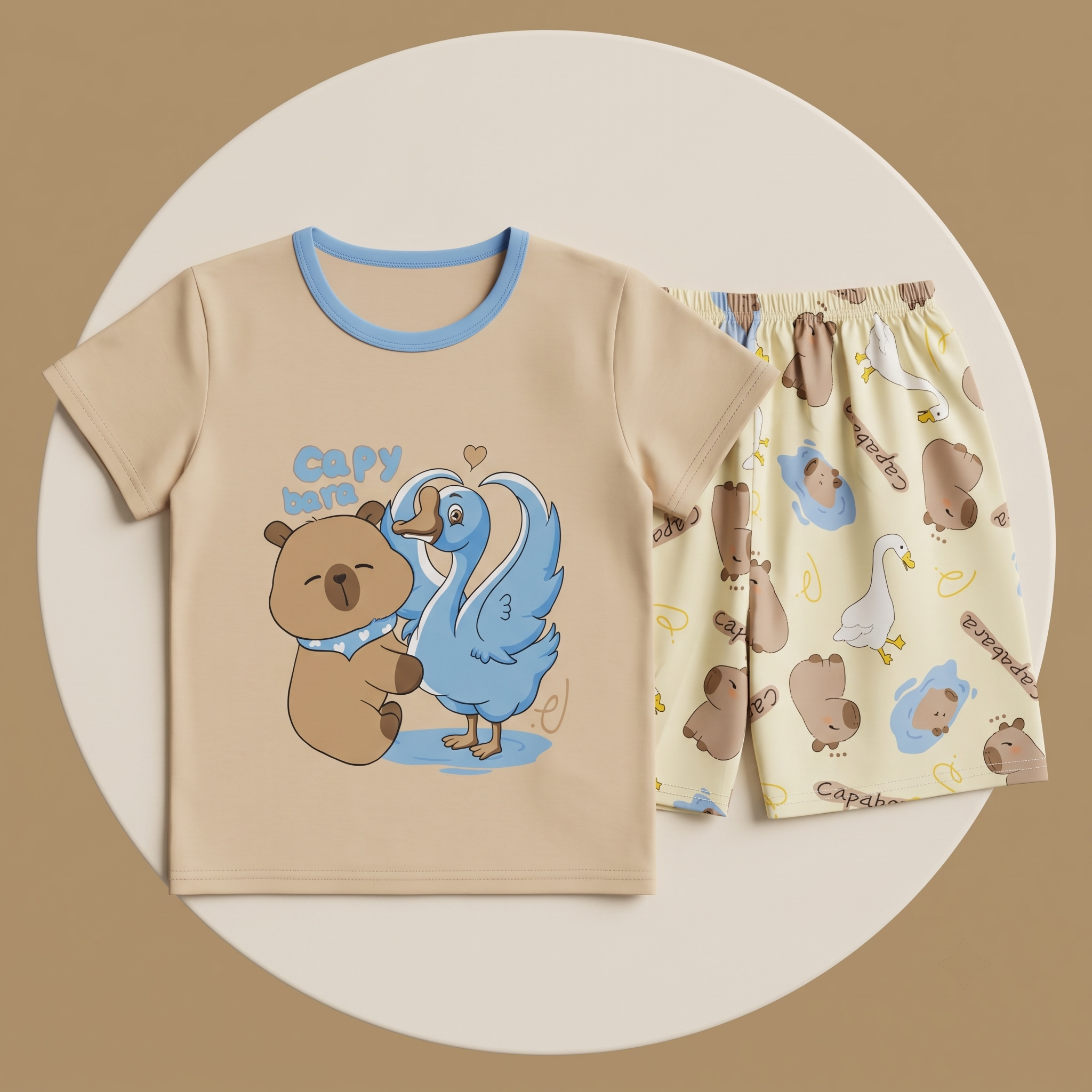 Capy Bara Beige H/S Short Set