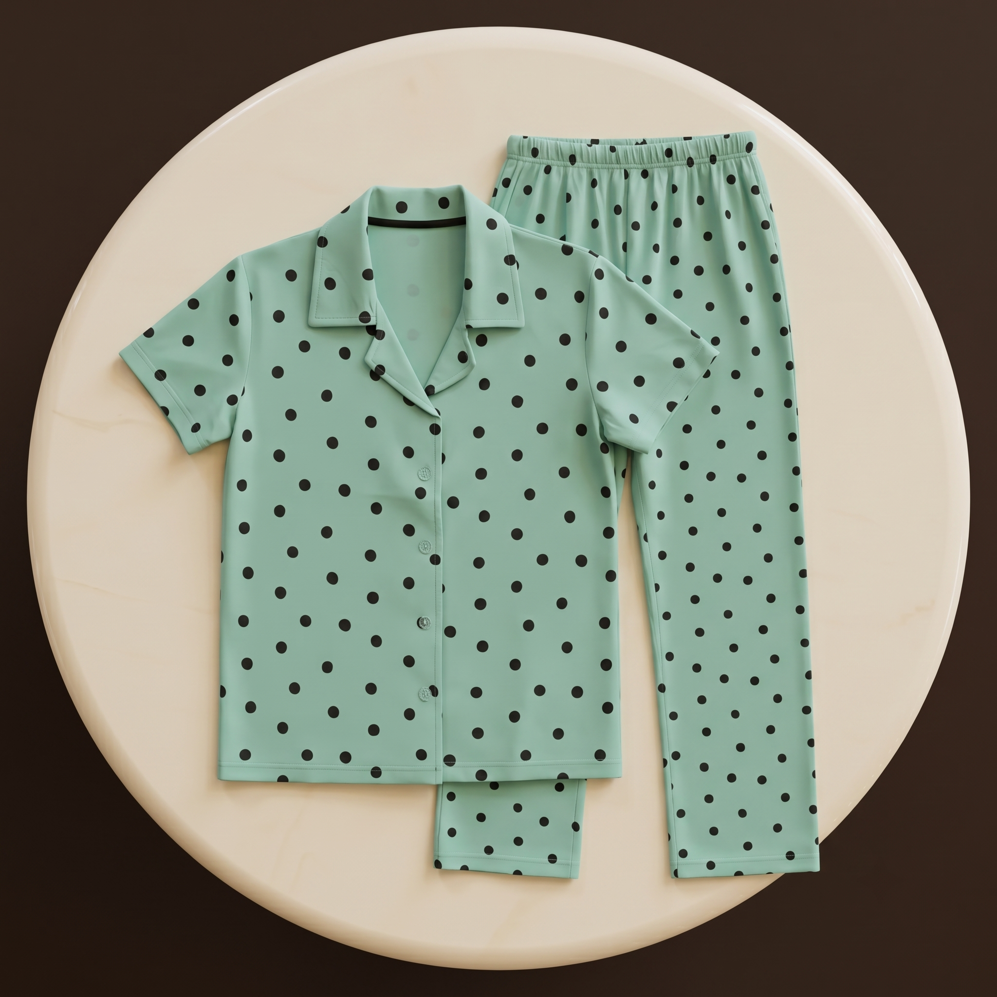 Black Dots Green Womens Pajamas