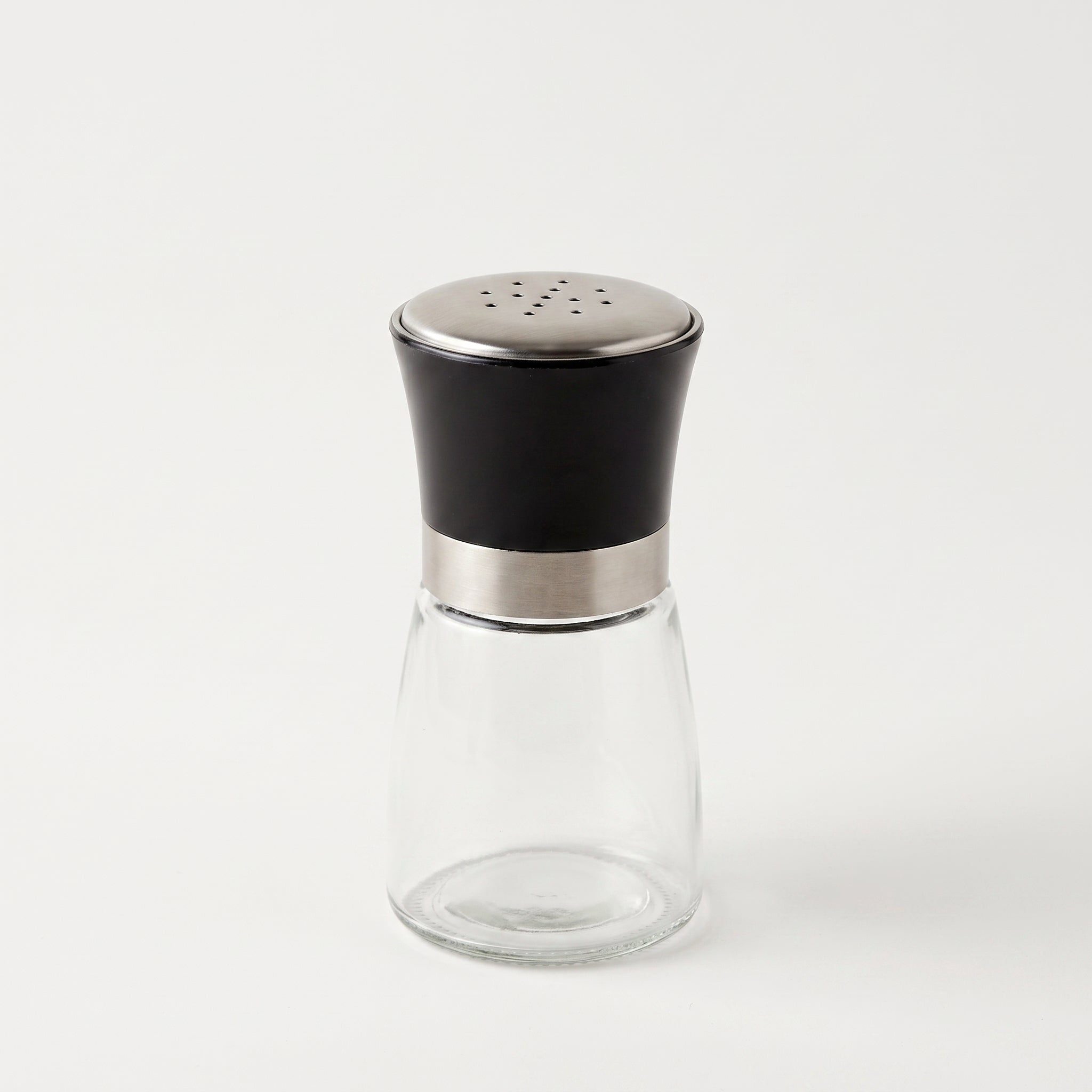 Glass salt cellar with black lid [