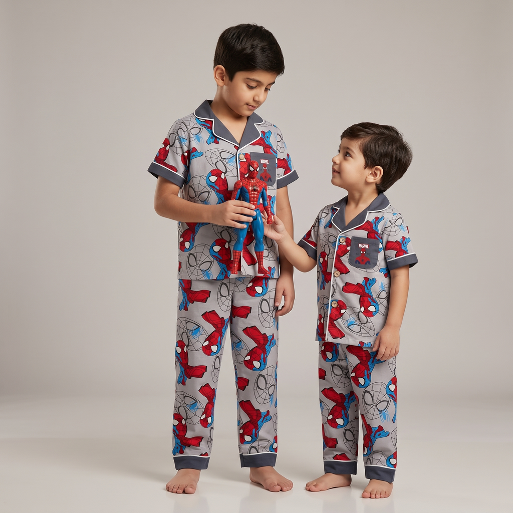 Spiderman Light Grey Kids H/S Pajamas
